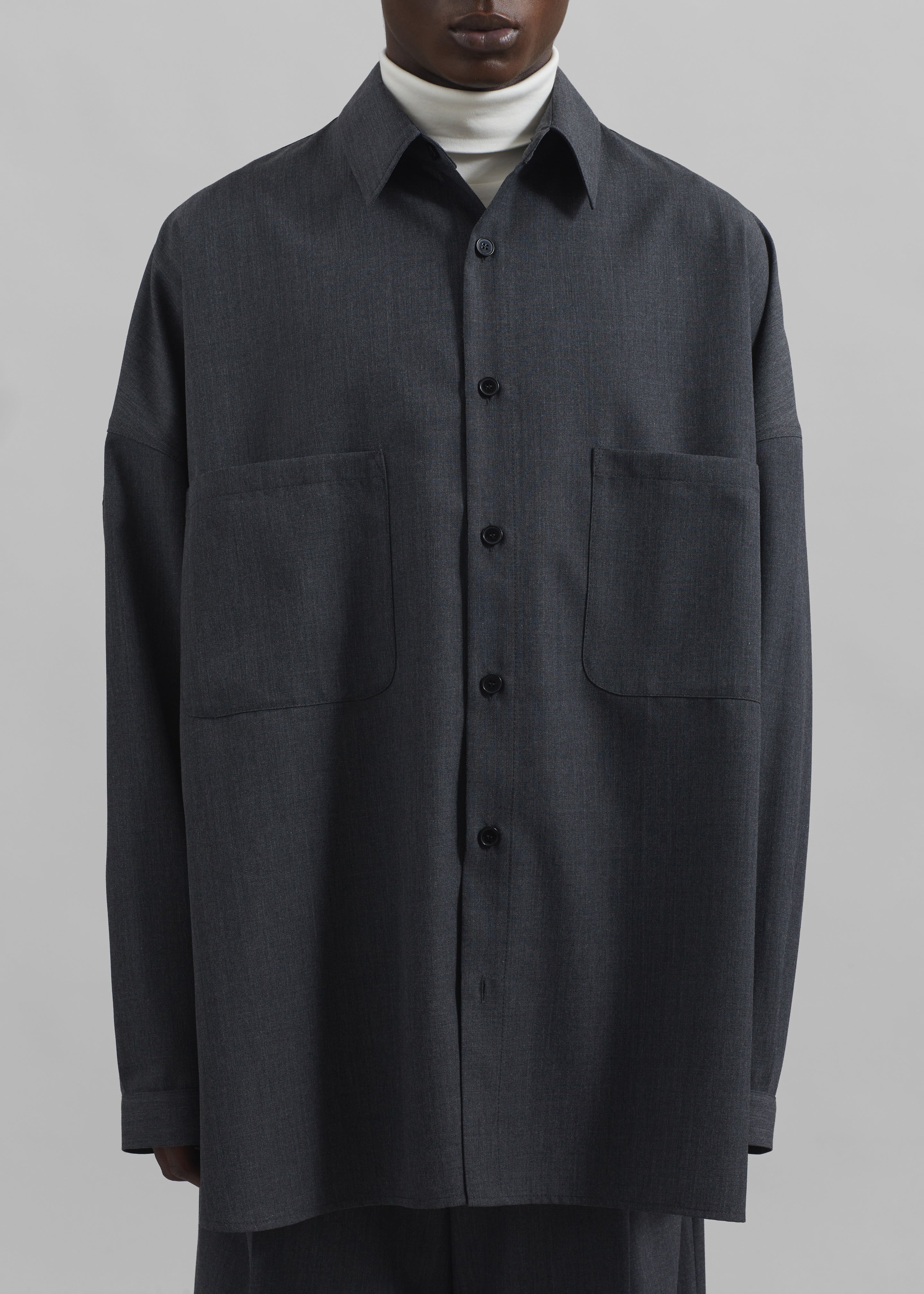 Milton Wool Blend Shirt - Dark Grey - 3