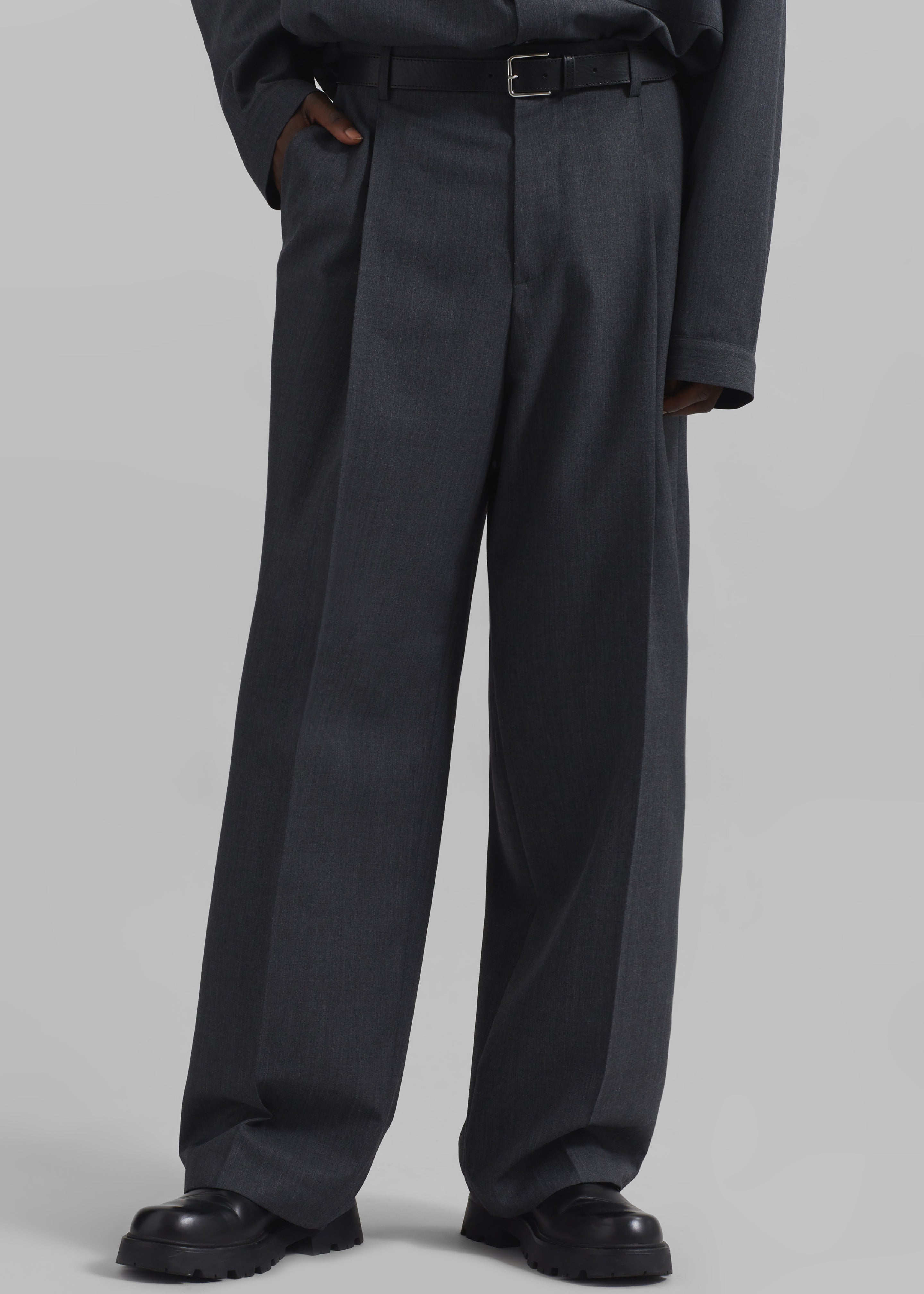 Milton Wool Blend Trousers - Dark Grey - 3