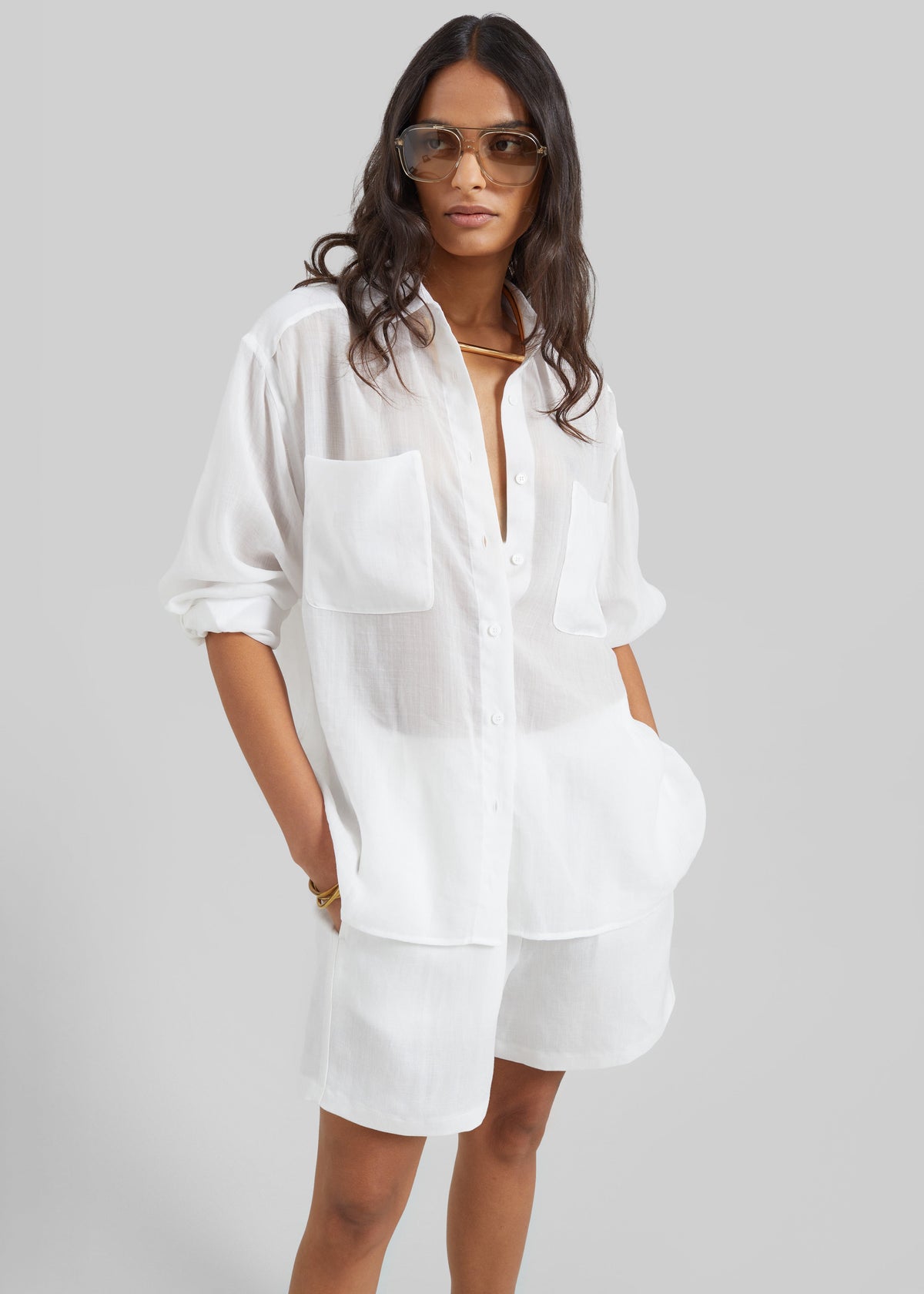Mineo Linen Shorts - White - 1