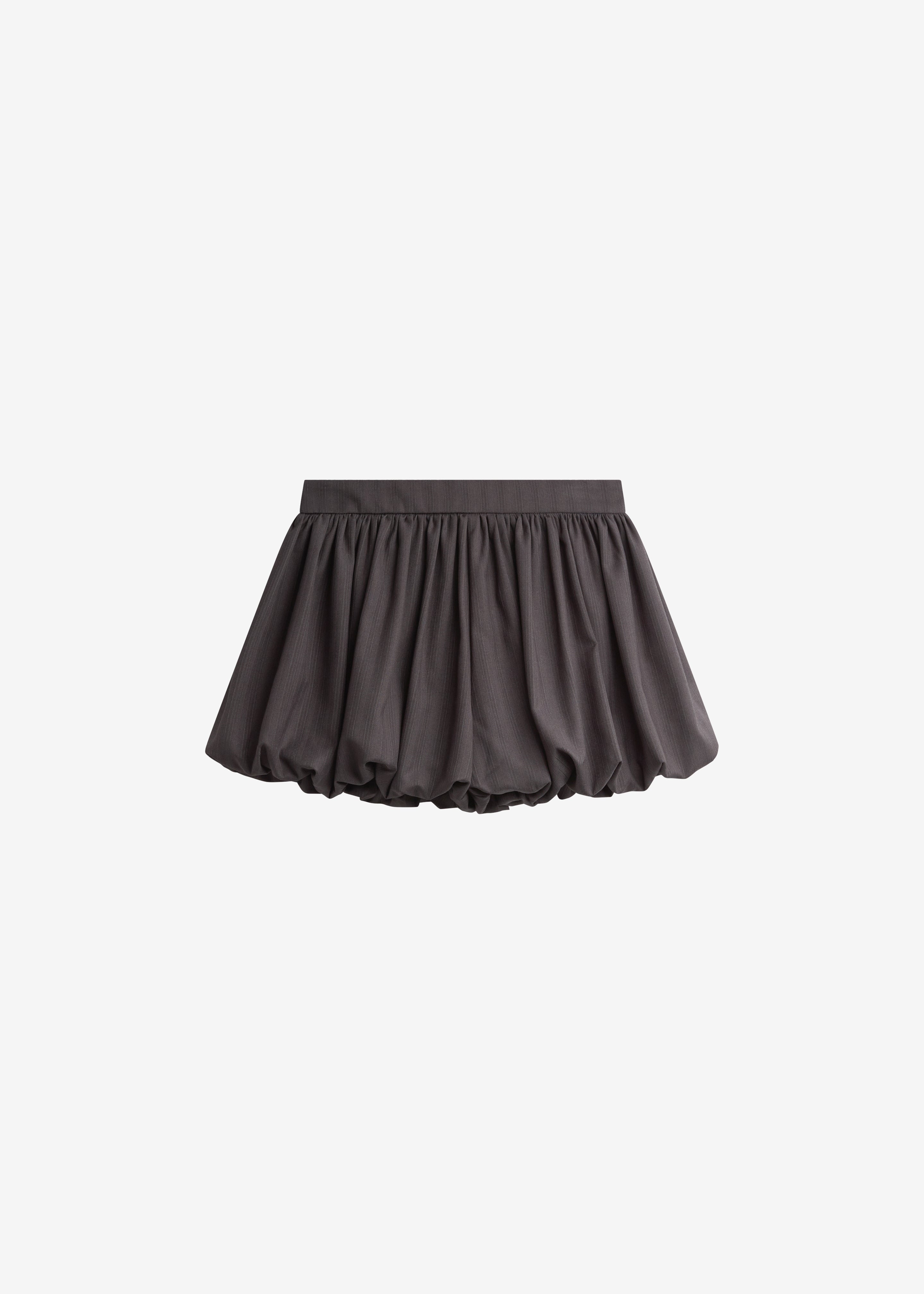 Minori Bubble-Hem Shorts - Charcoal/White Pinstripe - 9