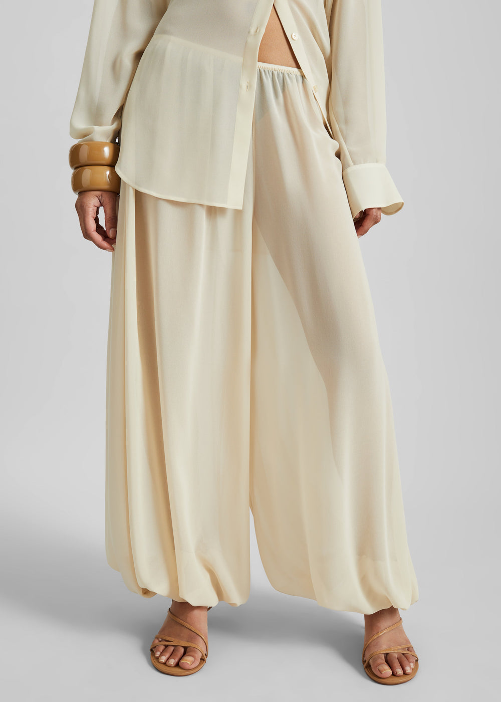 Mio Sheer Balloon Pants - Beige - 1