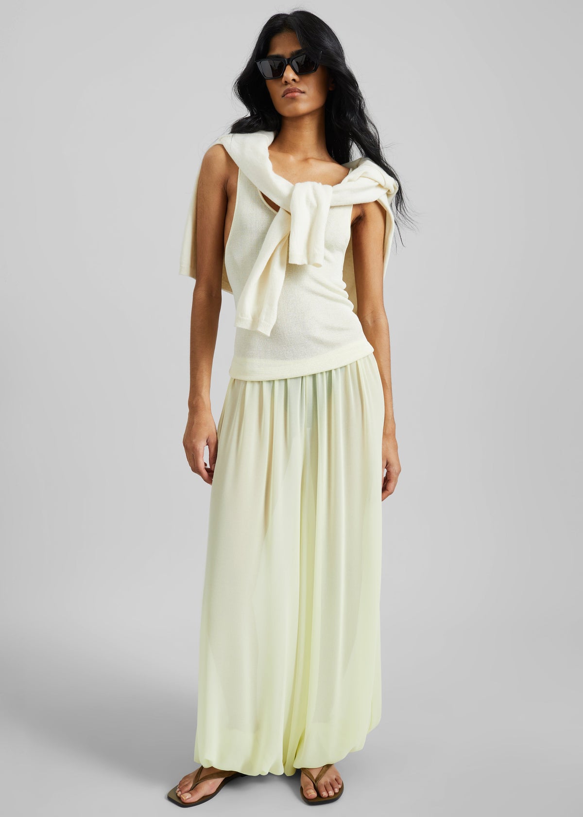 Mio Sheer Balloon Pants - Pale Yellow - 5