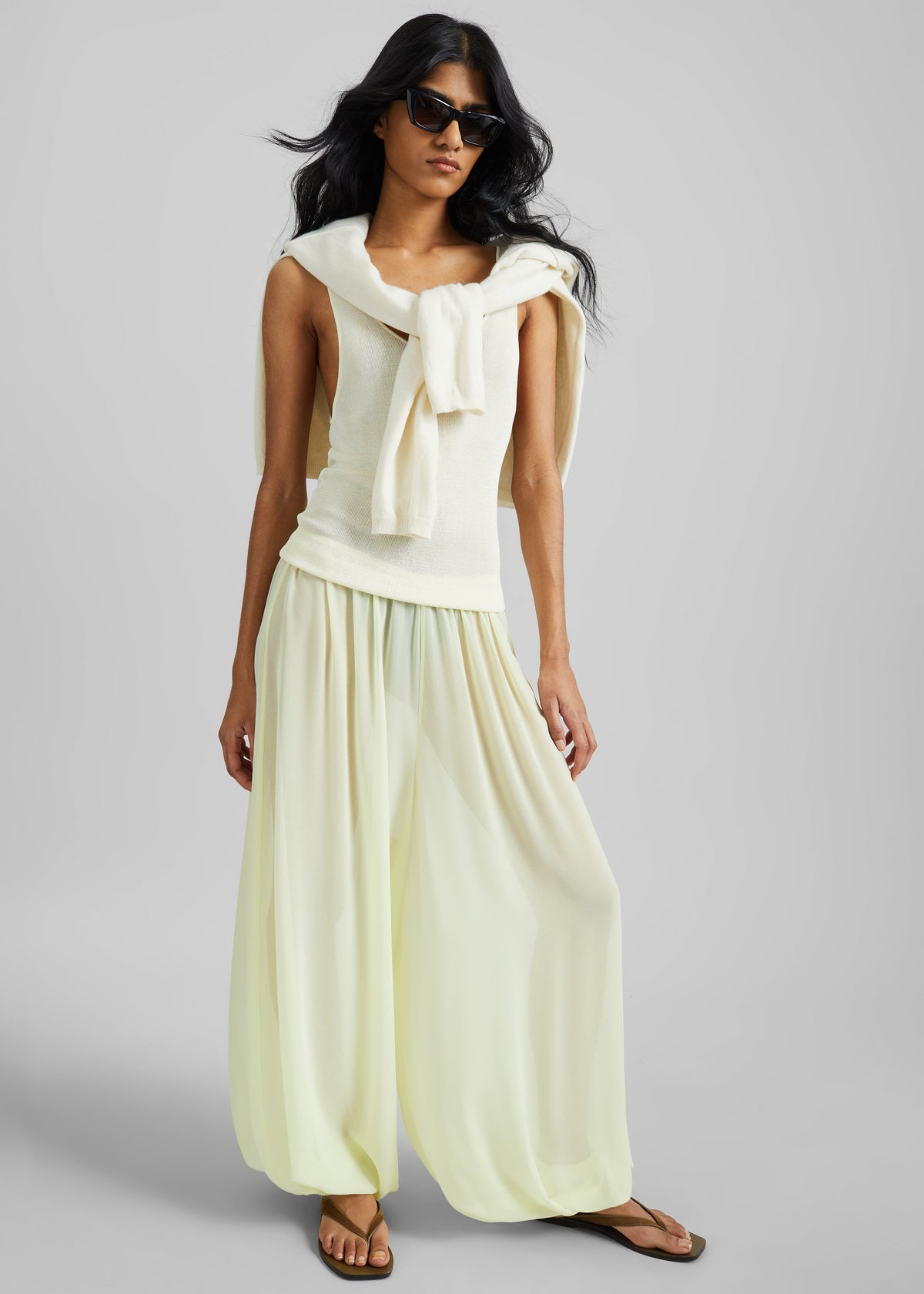 Mio Sheer Balloon Pants - Pale Yellow - 4