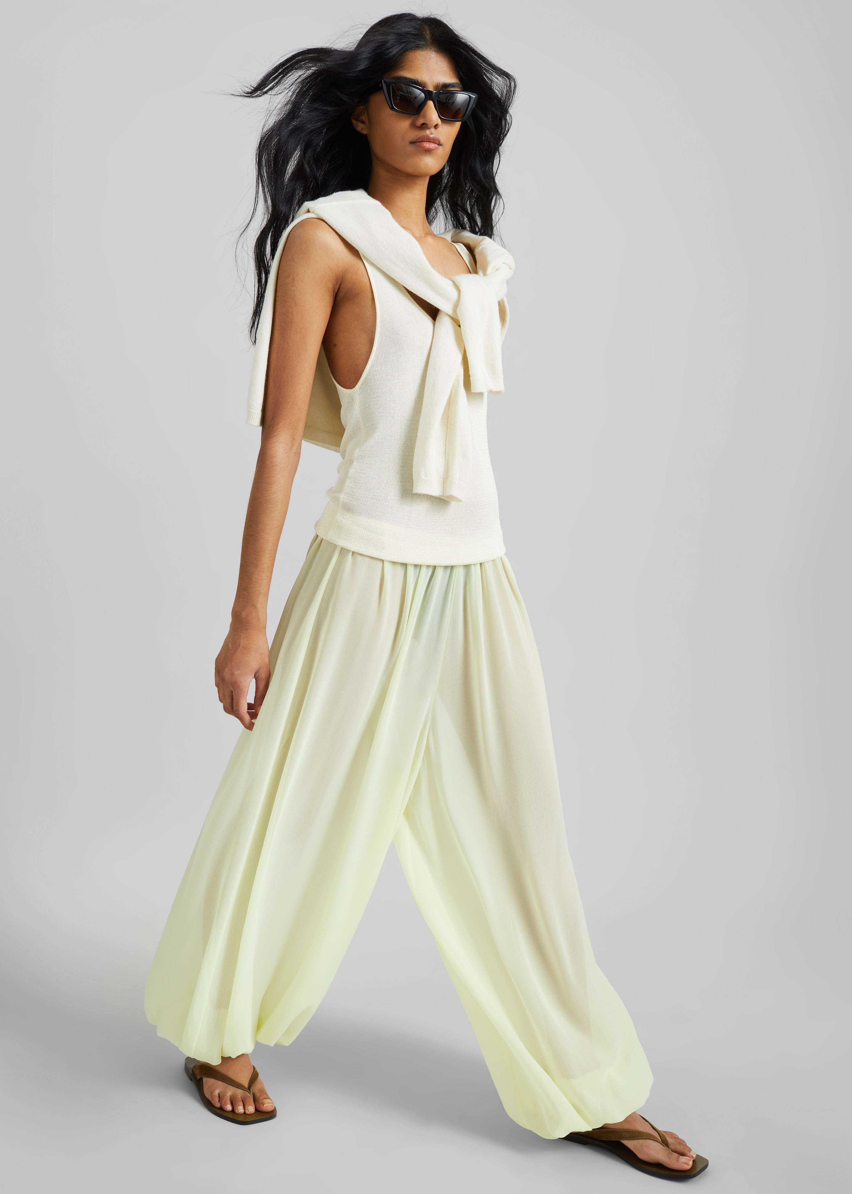 Mio Sheer Balloon Pants - Pale Yellow - 2