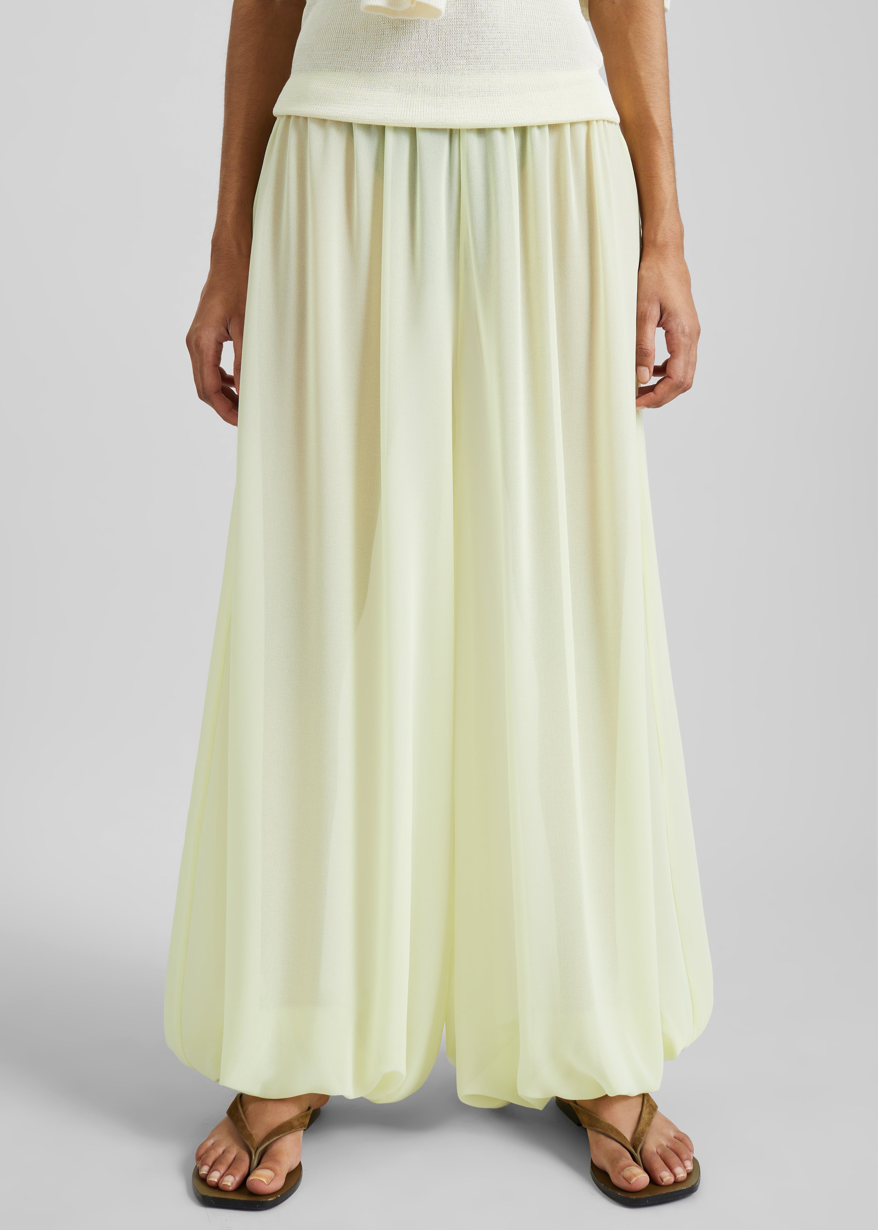 Mio Sheer Balloon Pants - Pale Yellow - 3