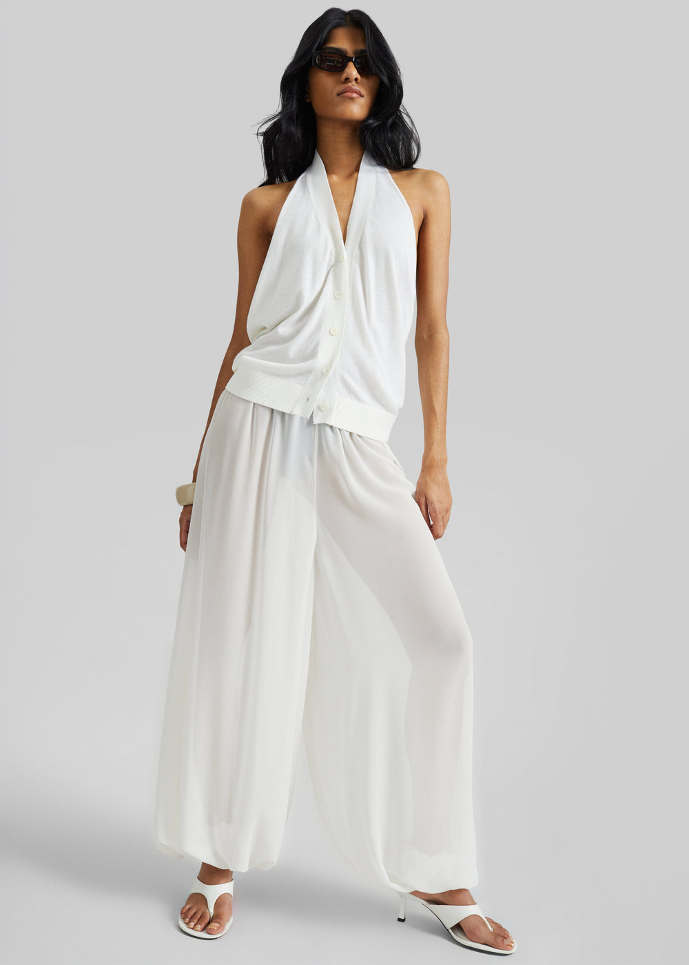 Mio Sheer Balloon Pants - White