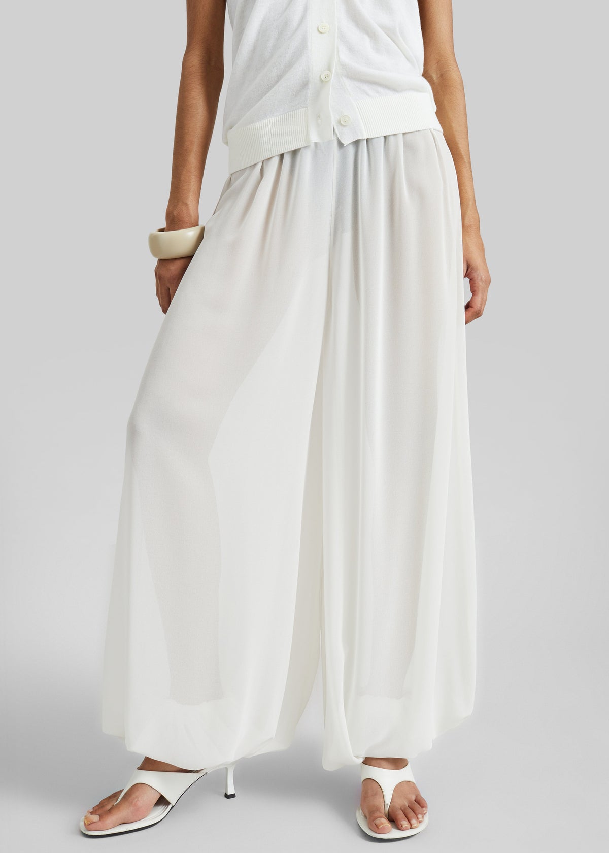 Mio Sheer Balloon Pants - White - 4