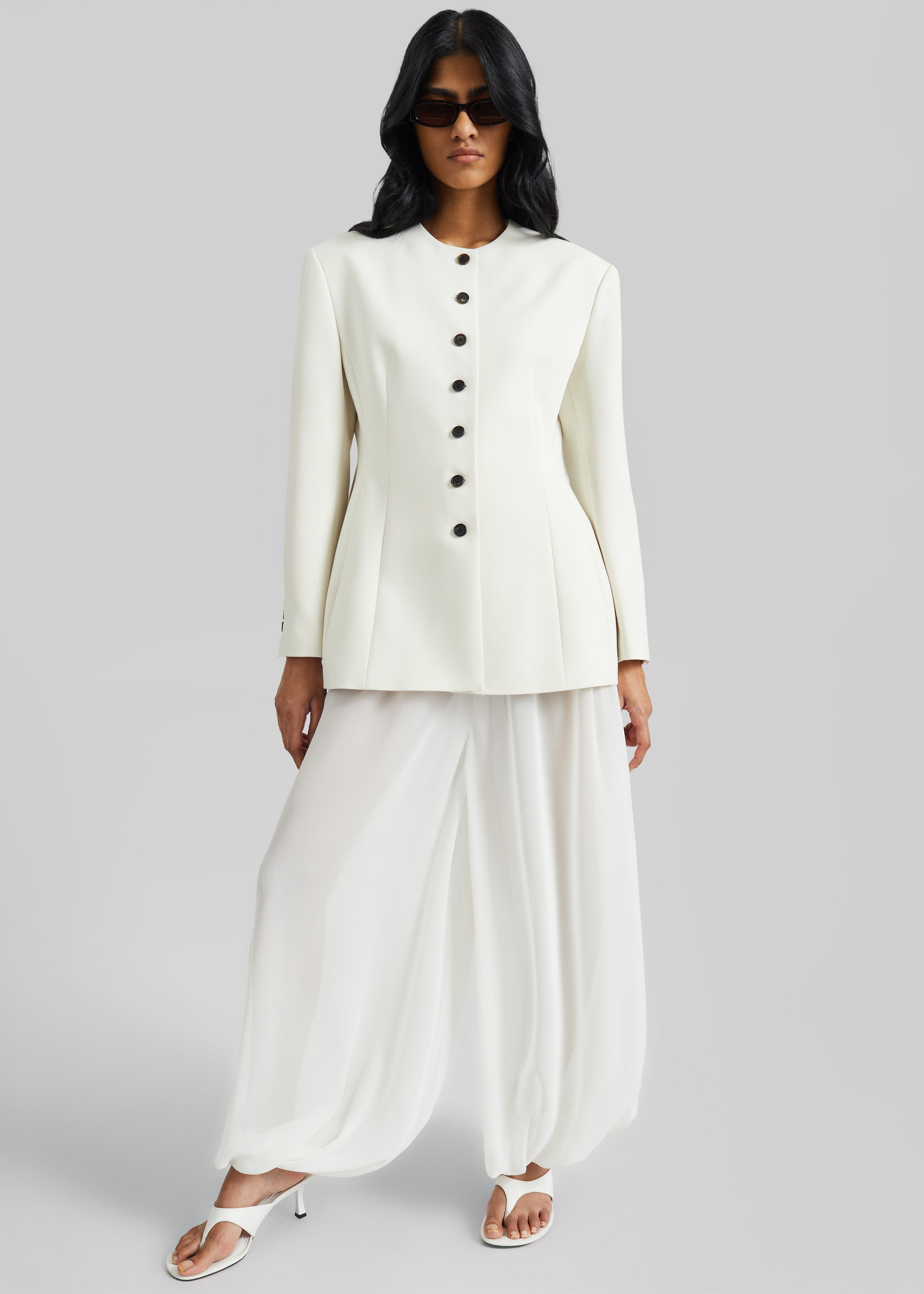 Mio Sheer Balloon Pants - White - 5