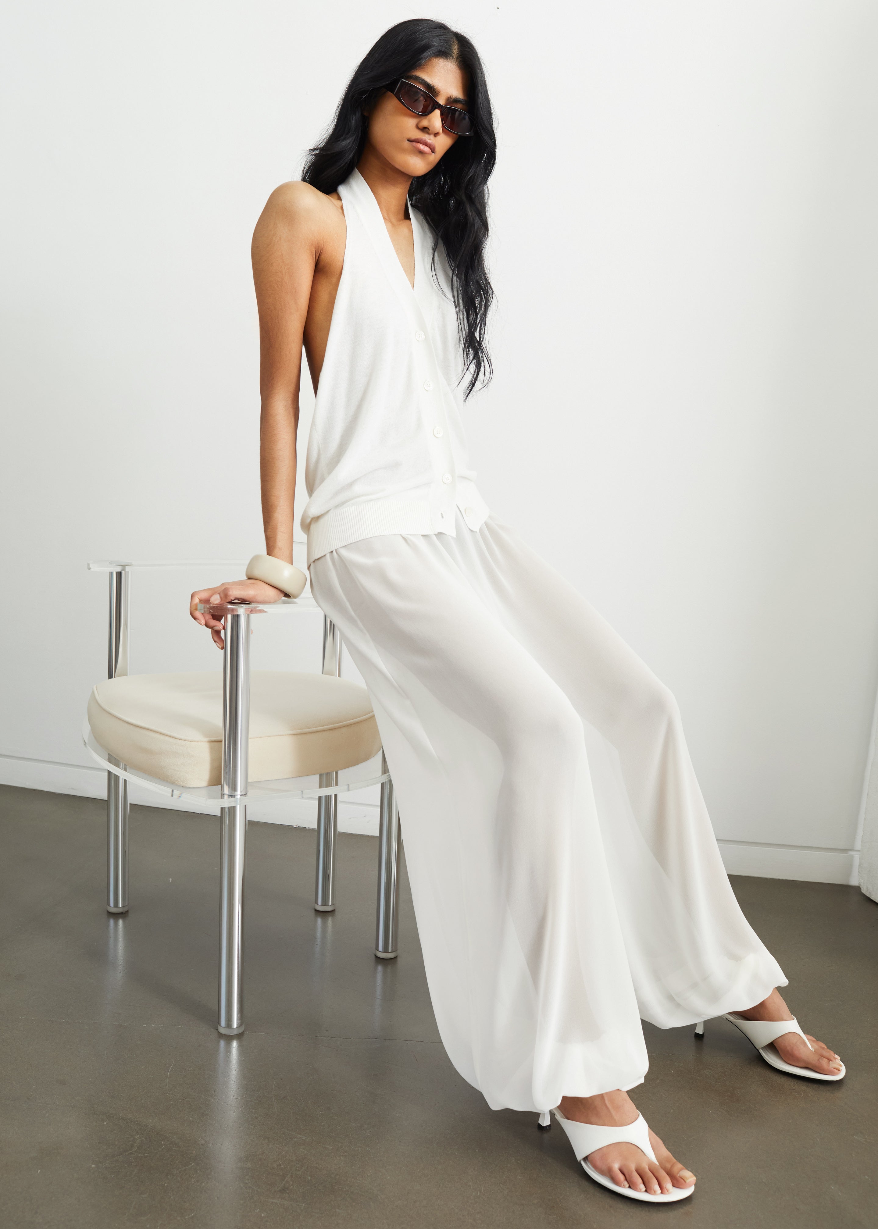 Mio Sheer Balloon Pants - White - 3