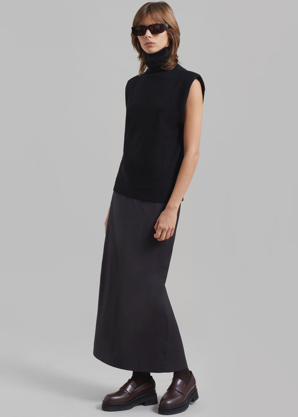 Miranda Long Pencil Skirt - Charcoal - 3