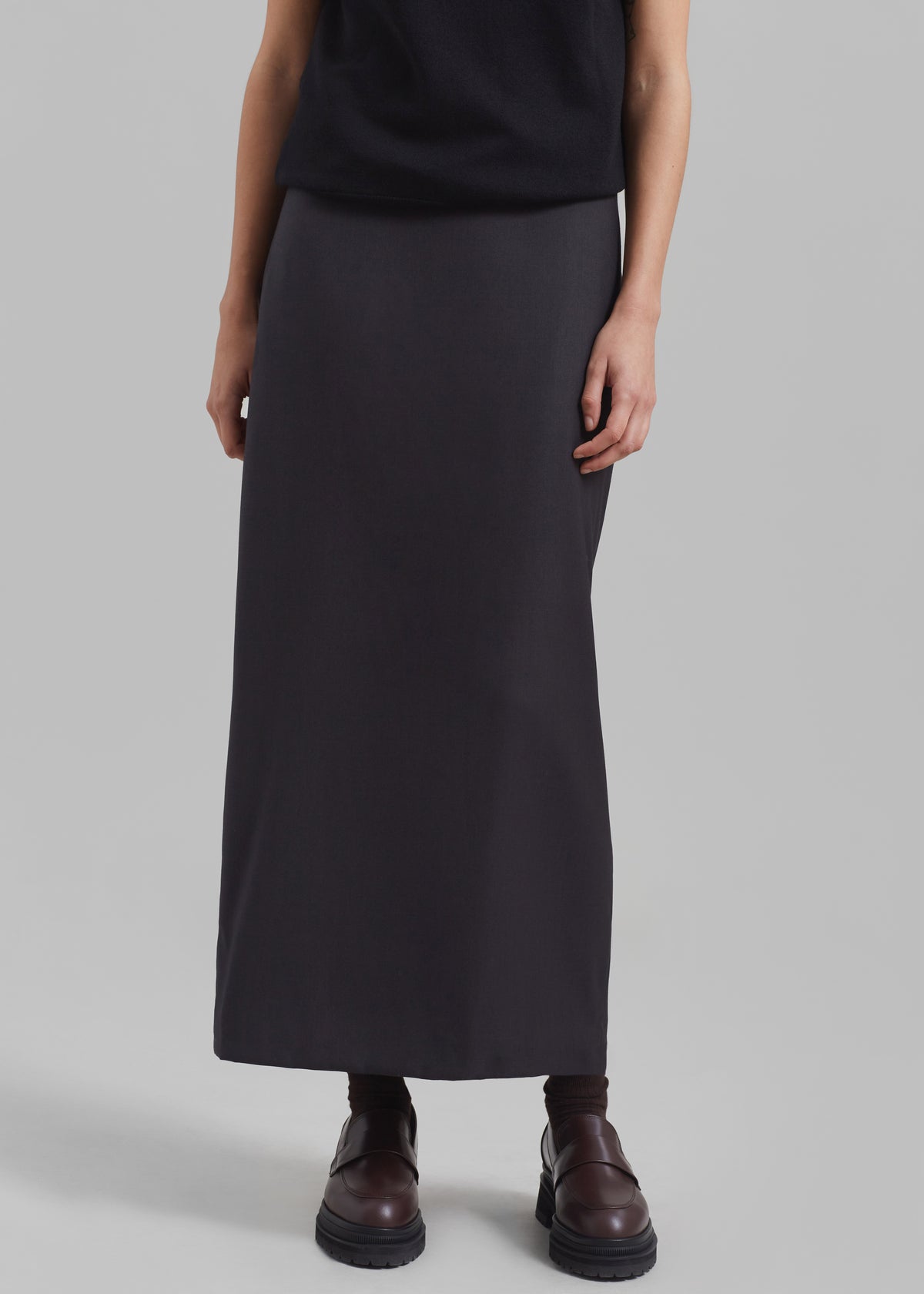 Miranda Long Pencil Skirt - Charcoal - 4