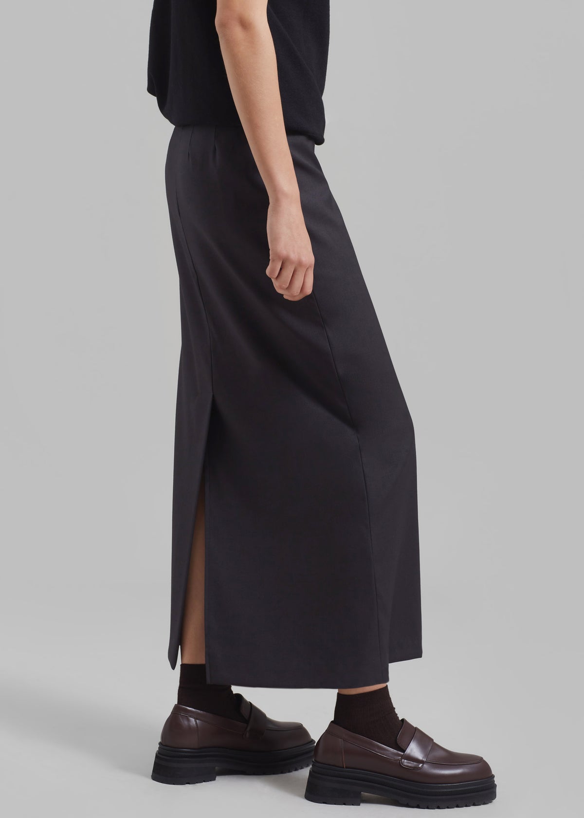 Miranda Long Pencil Skirt - Charcoal - 6