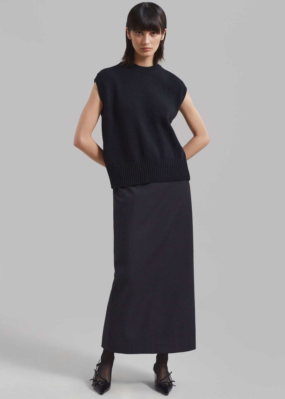 Miranda Long Pencil Skirt - Charcoal - 5