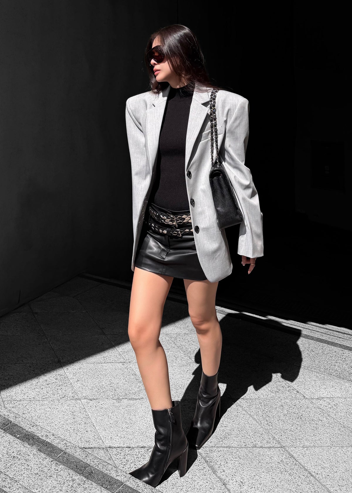 Mirbel Cinched Blazer - Light Grey - 5
