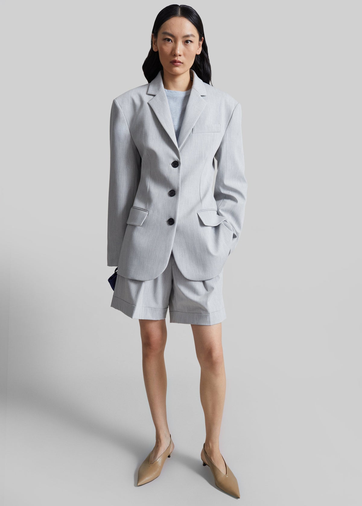 Mirbel Cinched Blazer - Light Grey - 2