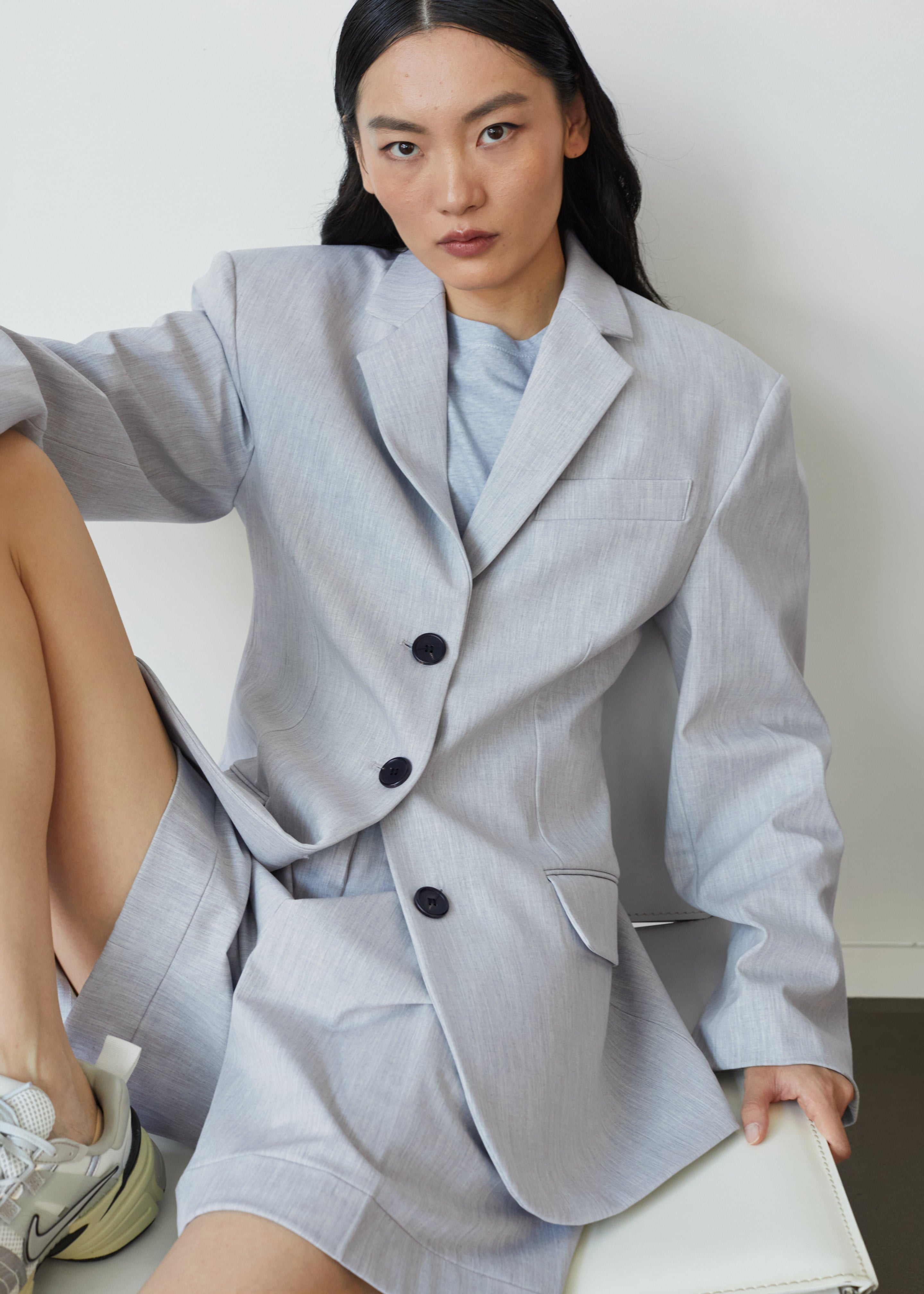 Mirbel Cinched Blazer - Light Grey - 1