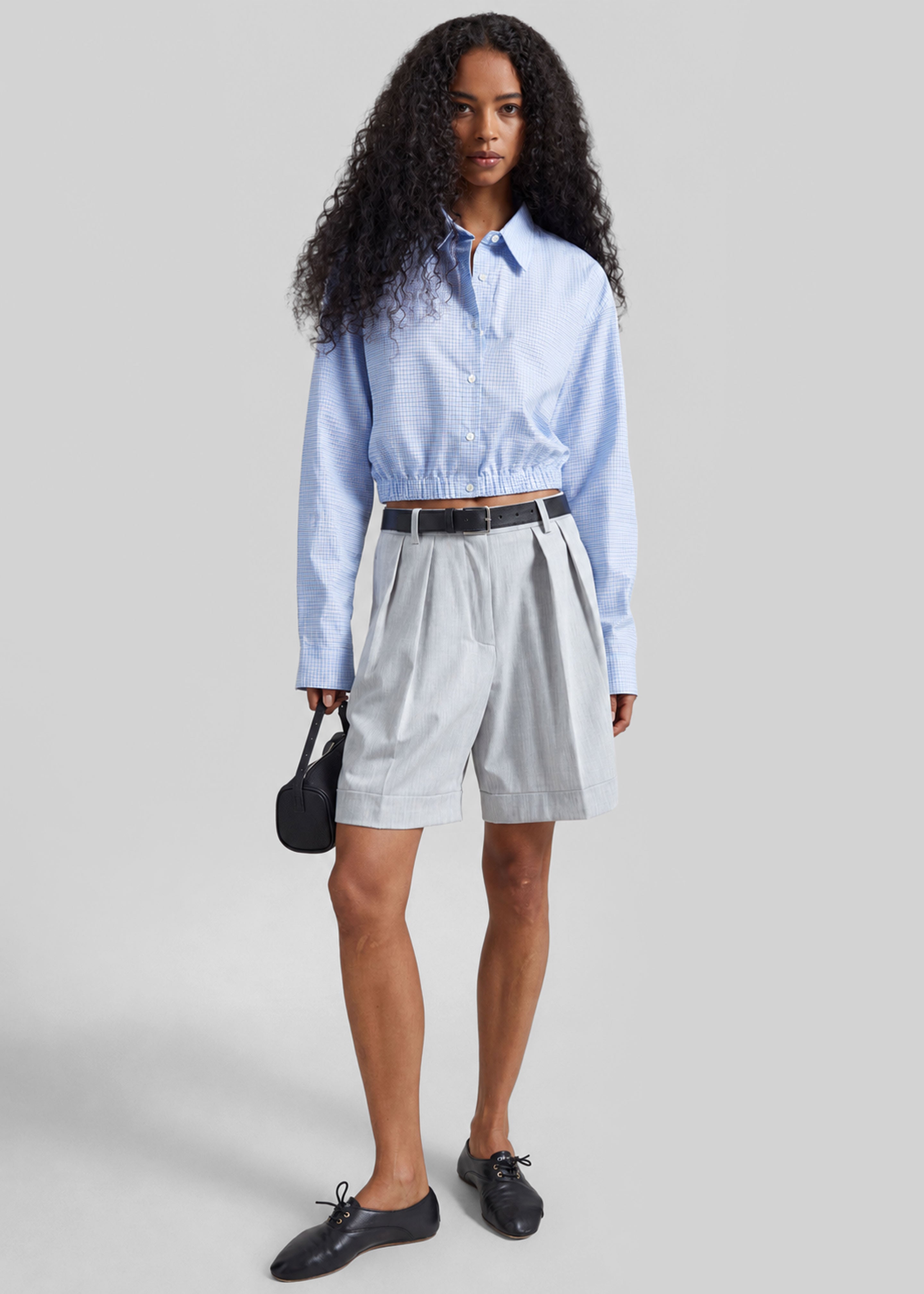 Mirbel Pleated Shorts - Light Grey - 5