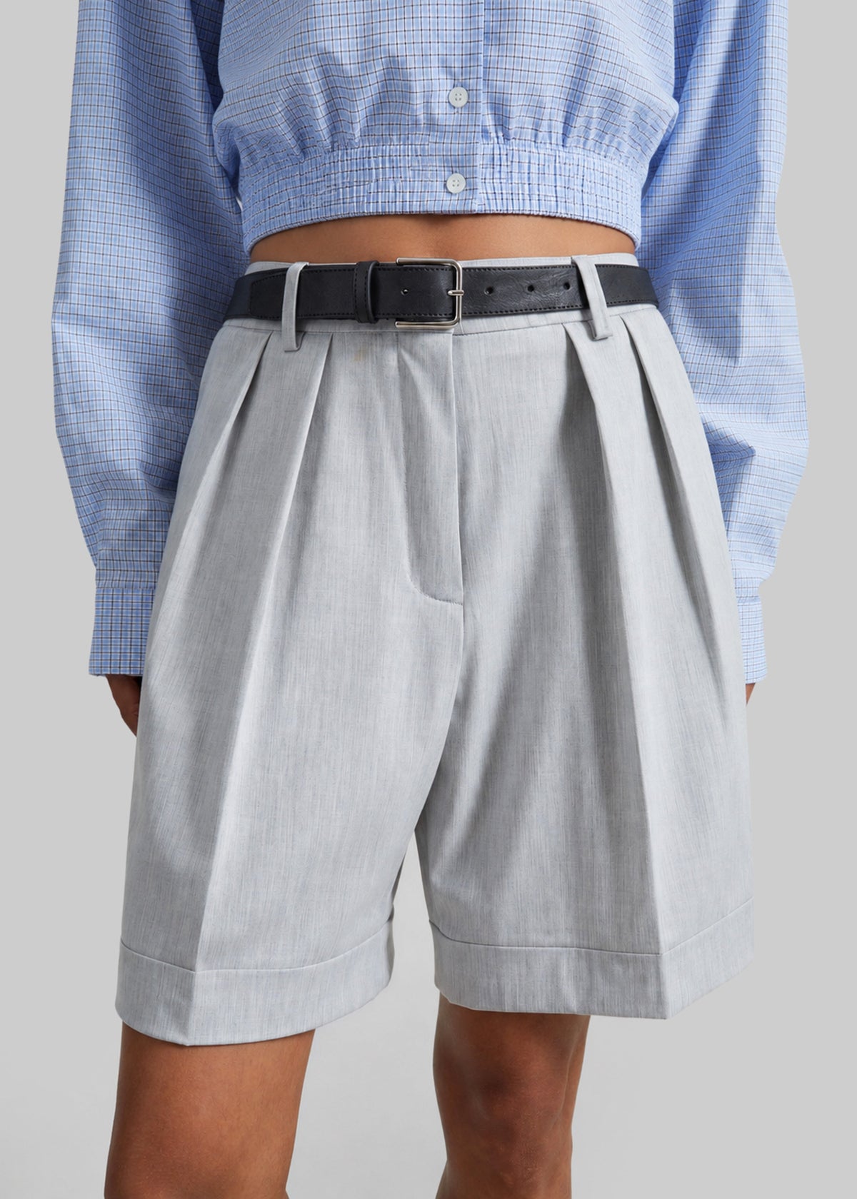 Mirbel Pleated Shorts - Light Grey - 4
