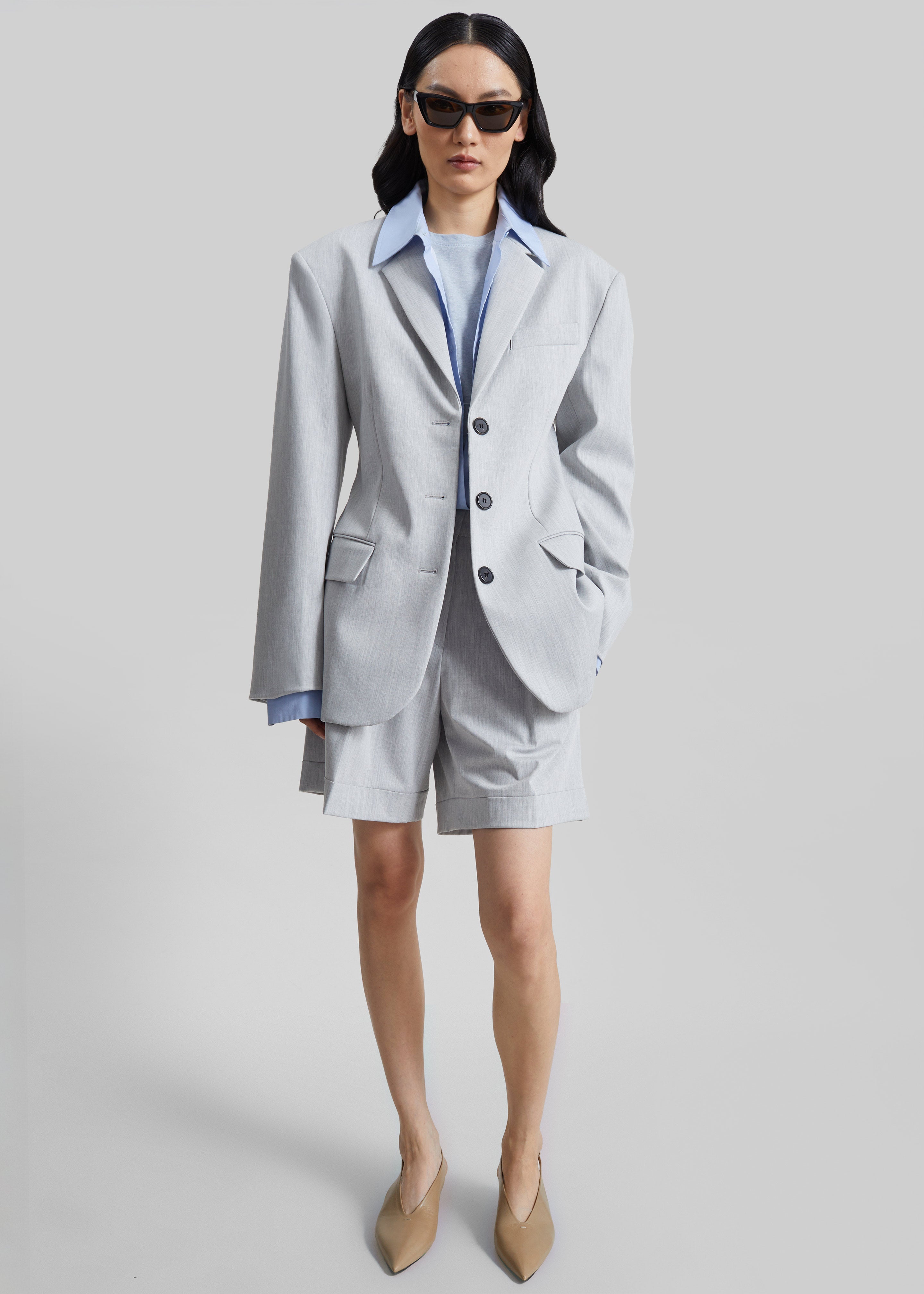 Mirbel Pleated Shorts - Light Grey - 2