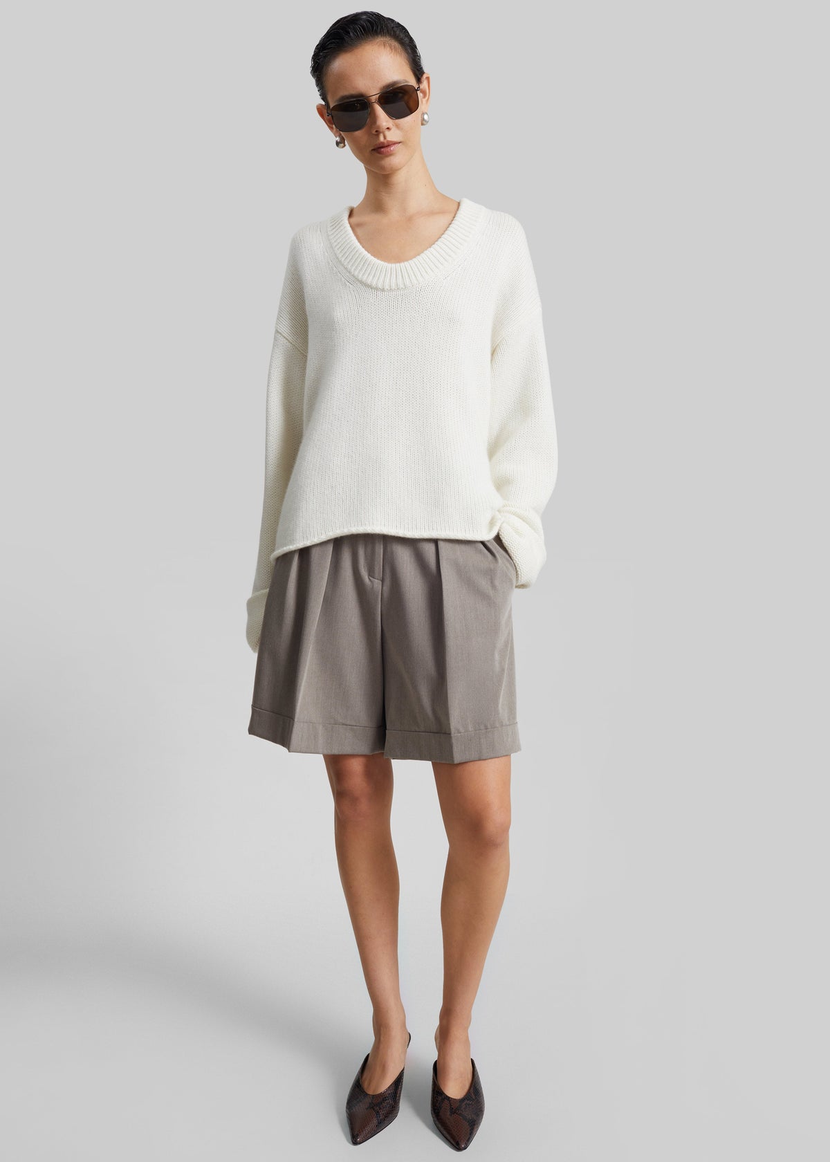 Mirbel Pleated Shorts - Taupe - 6