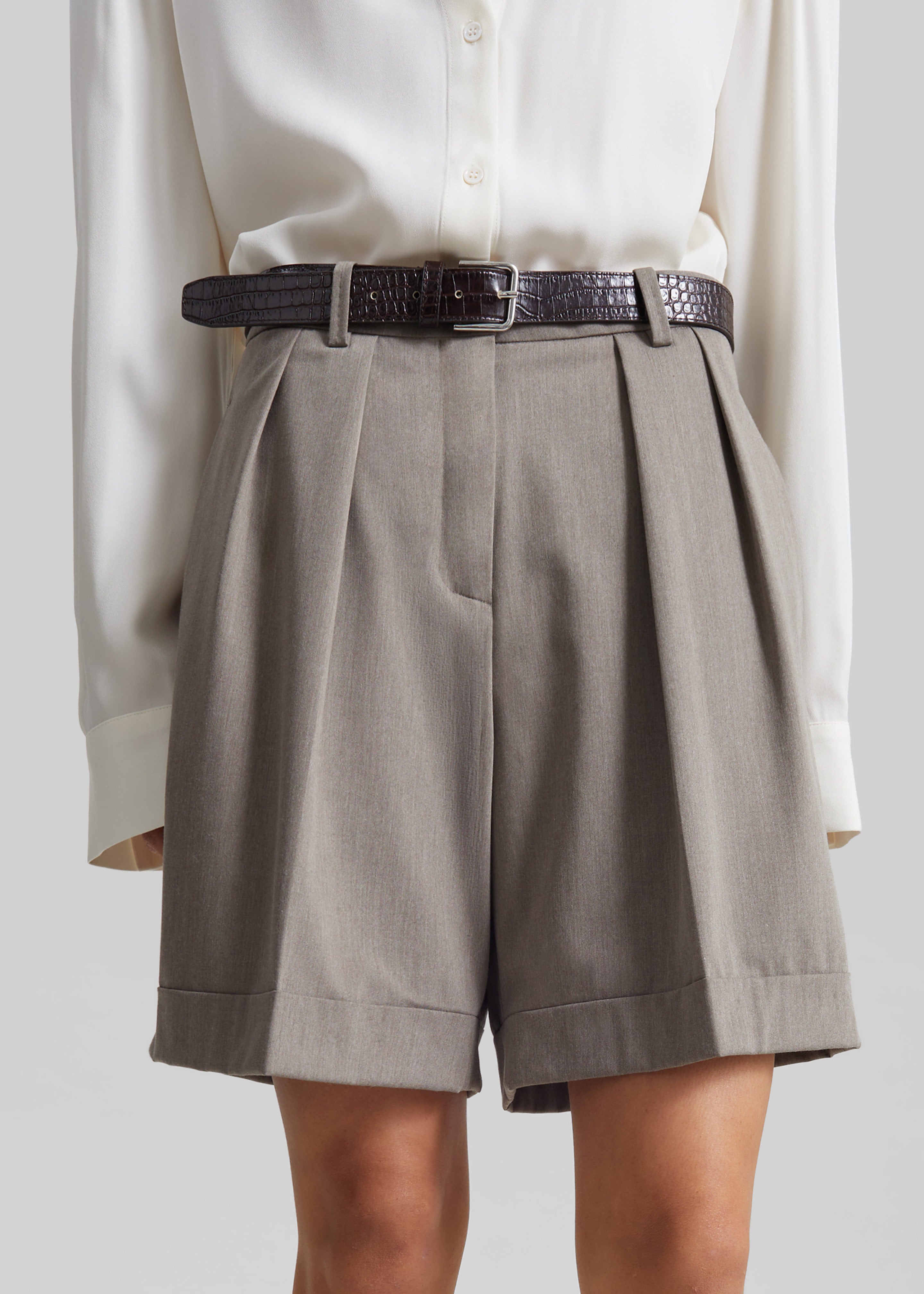 Mirbel Pleated Shorts - Taupe - 4