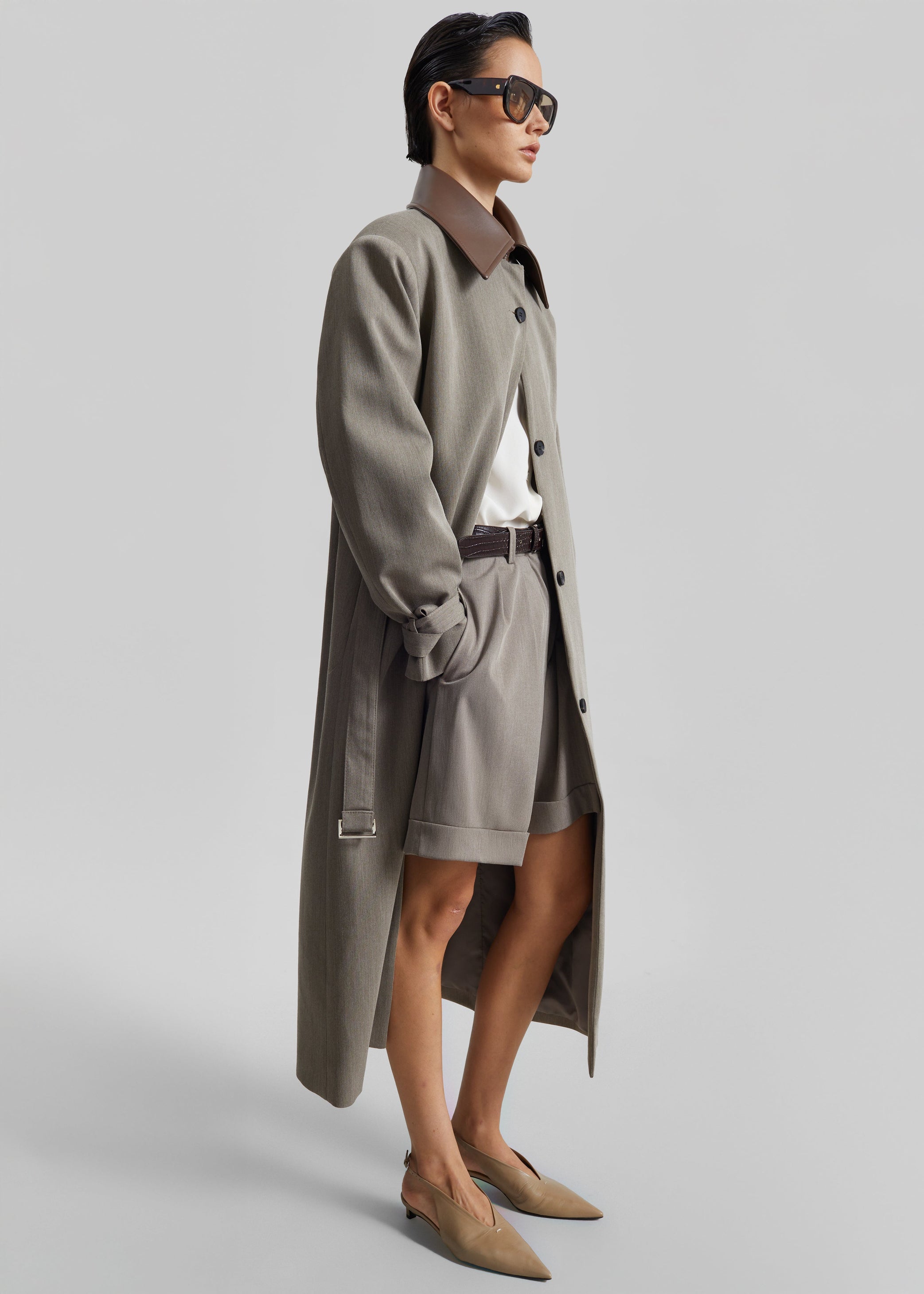 Shop the look image for Mirbel Pleated Shorts - Taupe