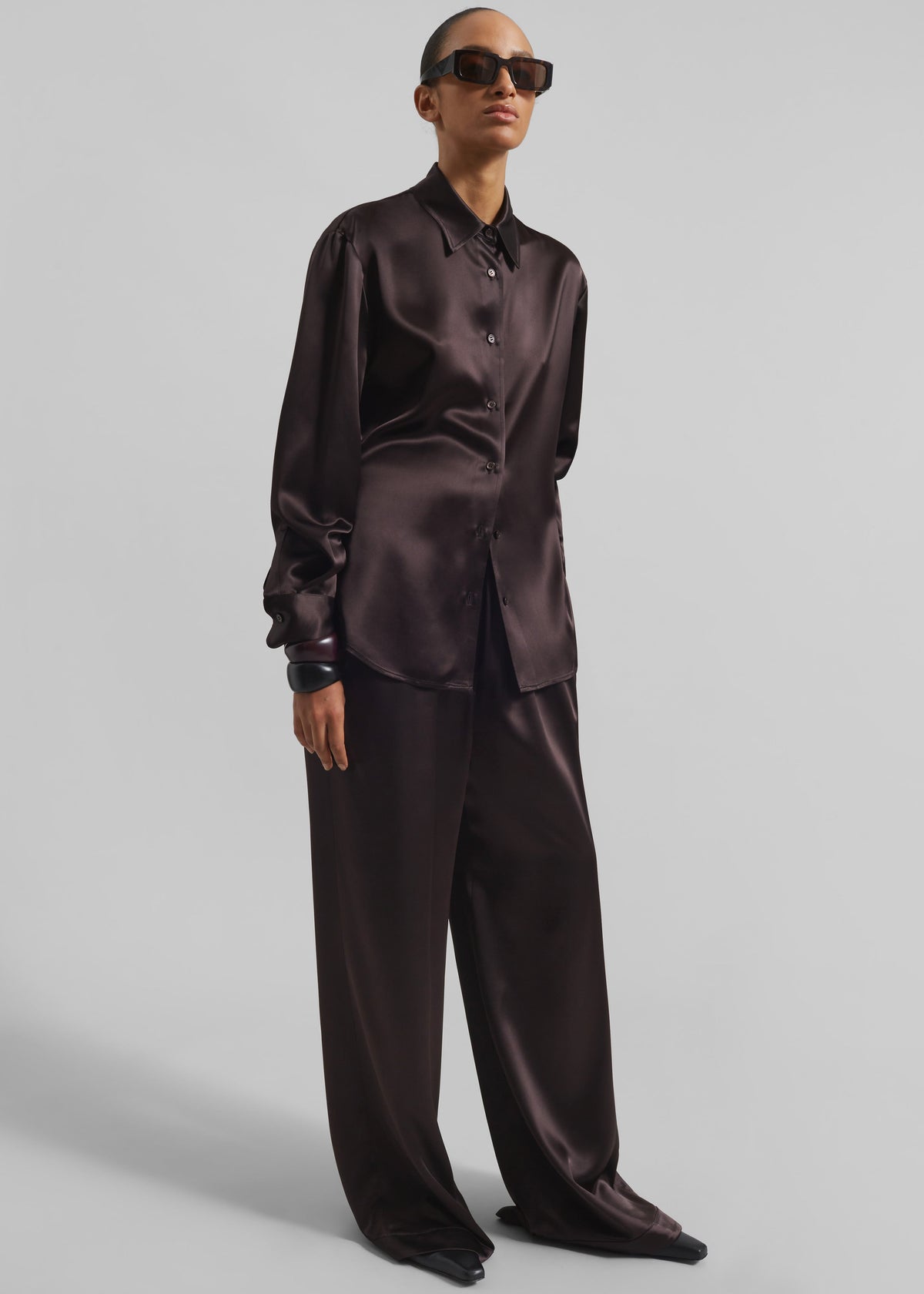 Mirca Satin Elastic Pants - Brown - 5