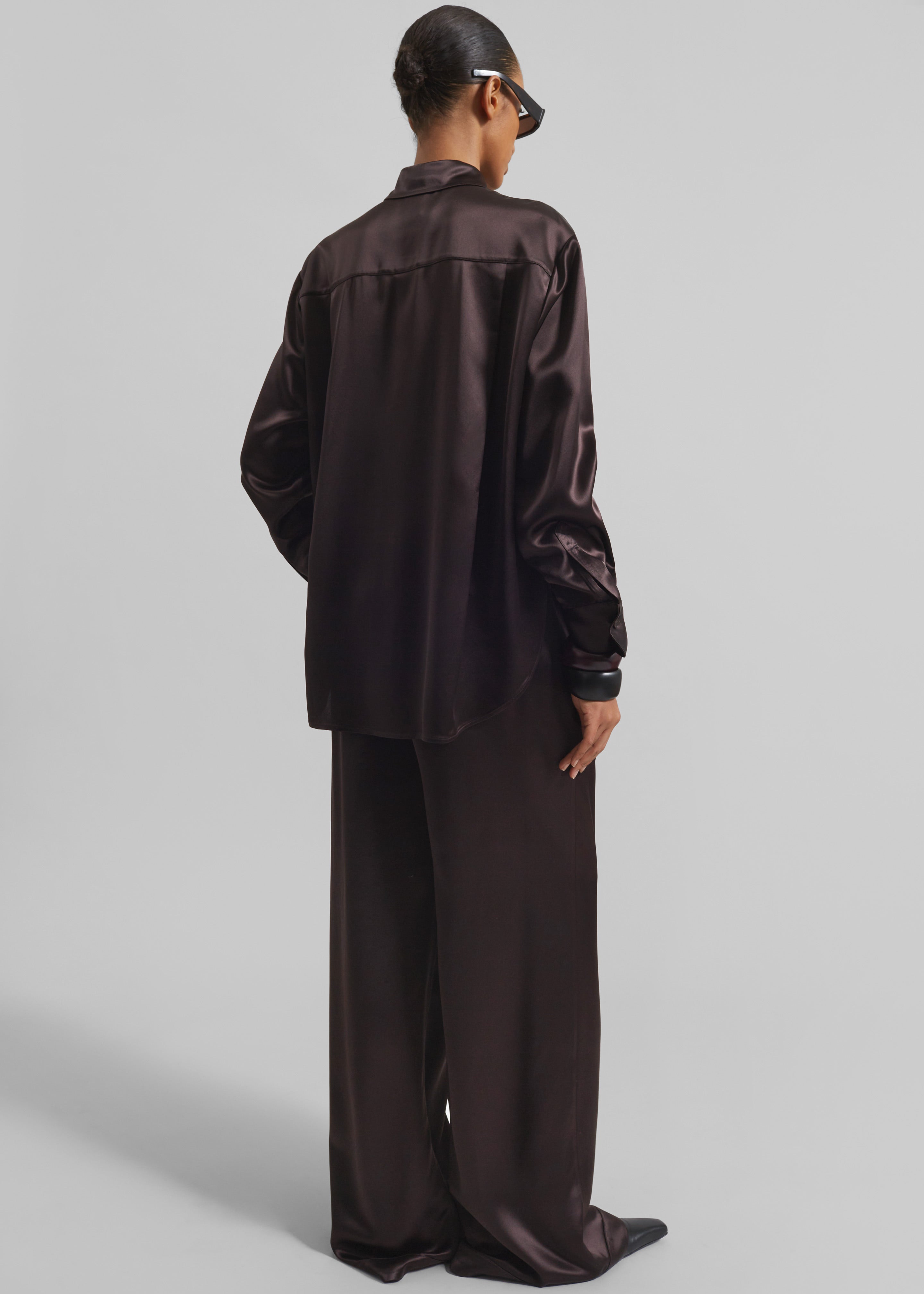 Mirca Satin Elastic Pants - Brown - 6