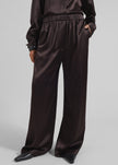 Mirca Satin Elastic Pants - Brown
