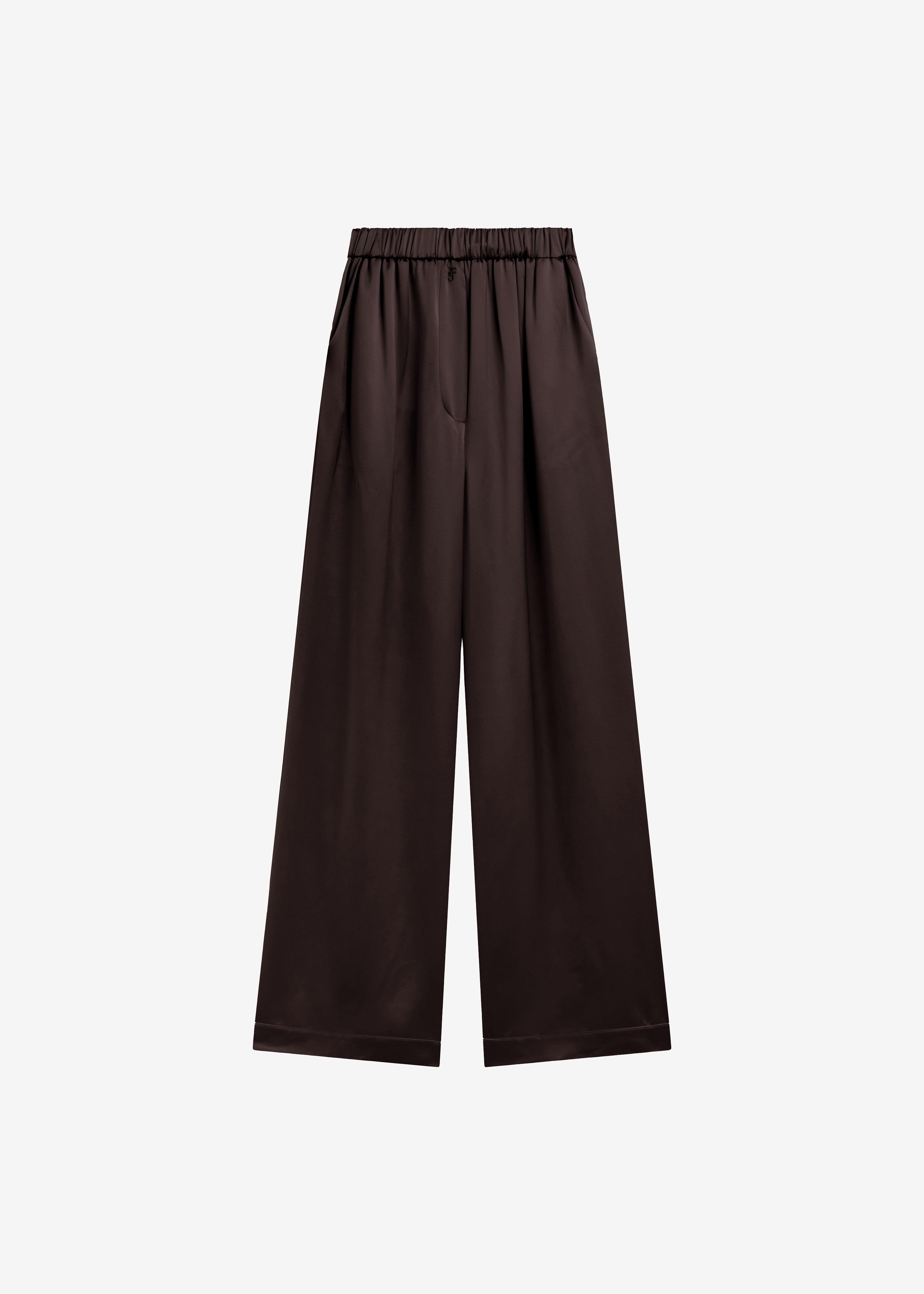 Mirca Satin Elastic Pants - Brown - 7