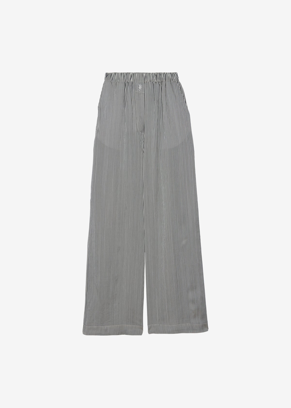 Mirca Striped Silk Elastic Pants - Black/White Stripe - 7