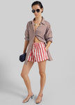 Short boxer Mireval en coton - Rayures rouge/blanc