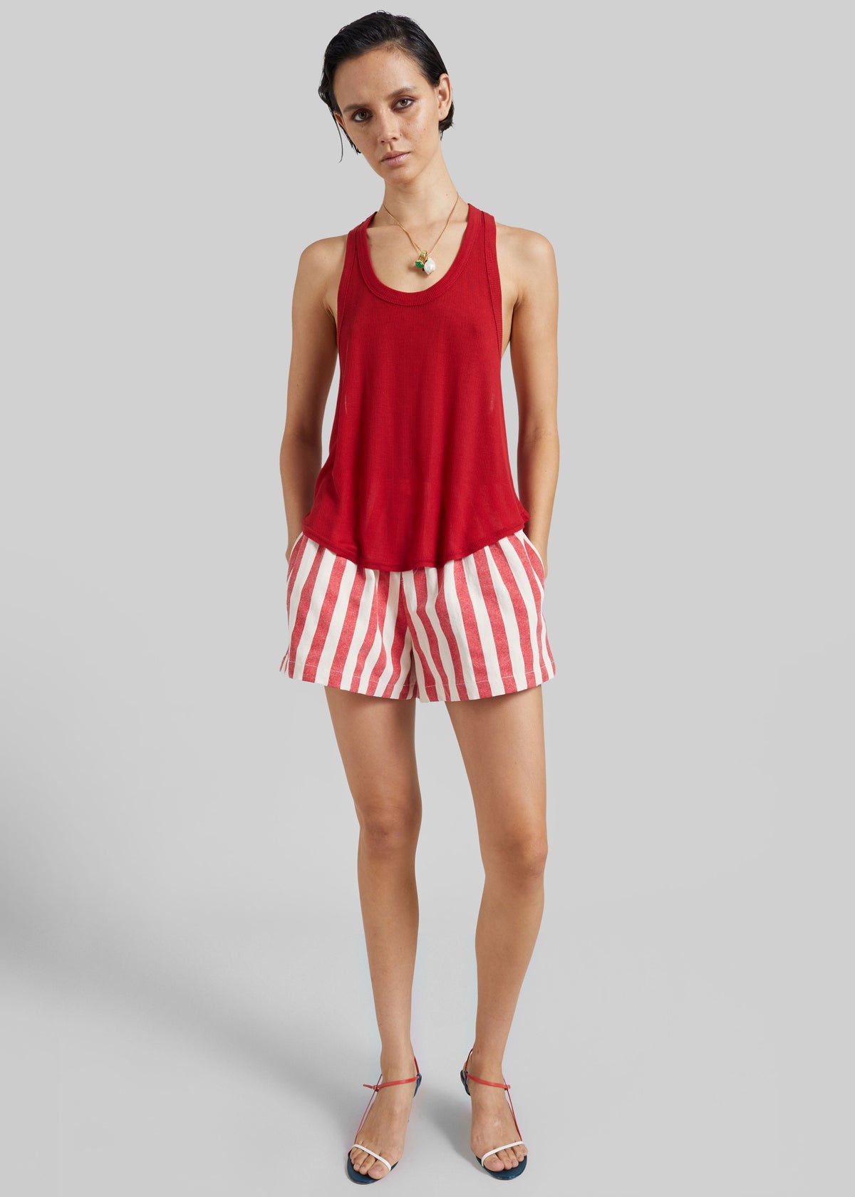 Short boxer Mireval en coton - Rayures rouge/blanc - 7