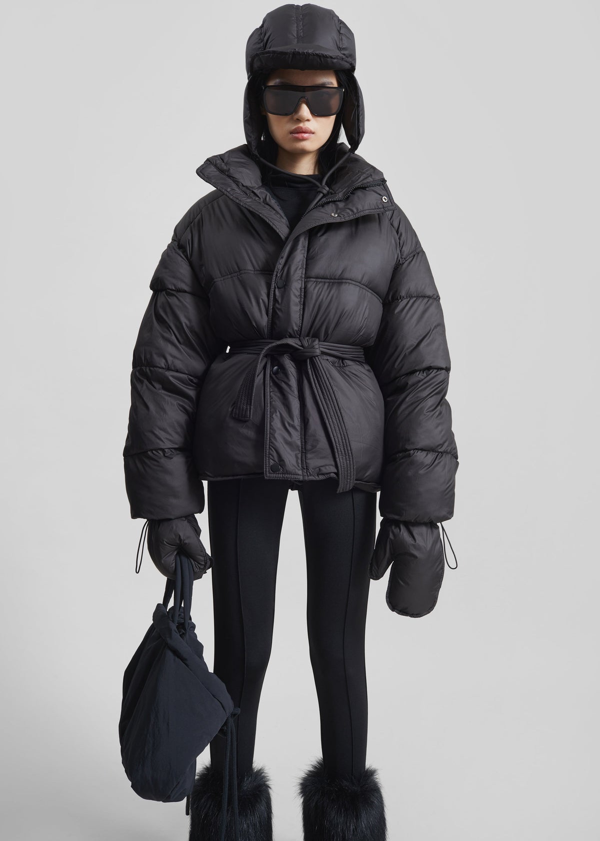 Moena Puffer Jacket & Accessories Set - Black - 4