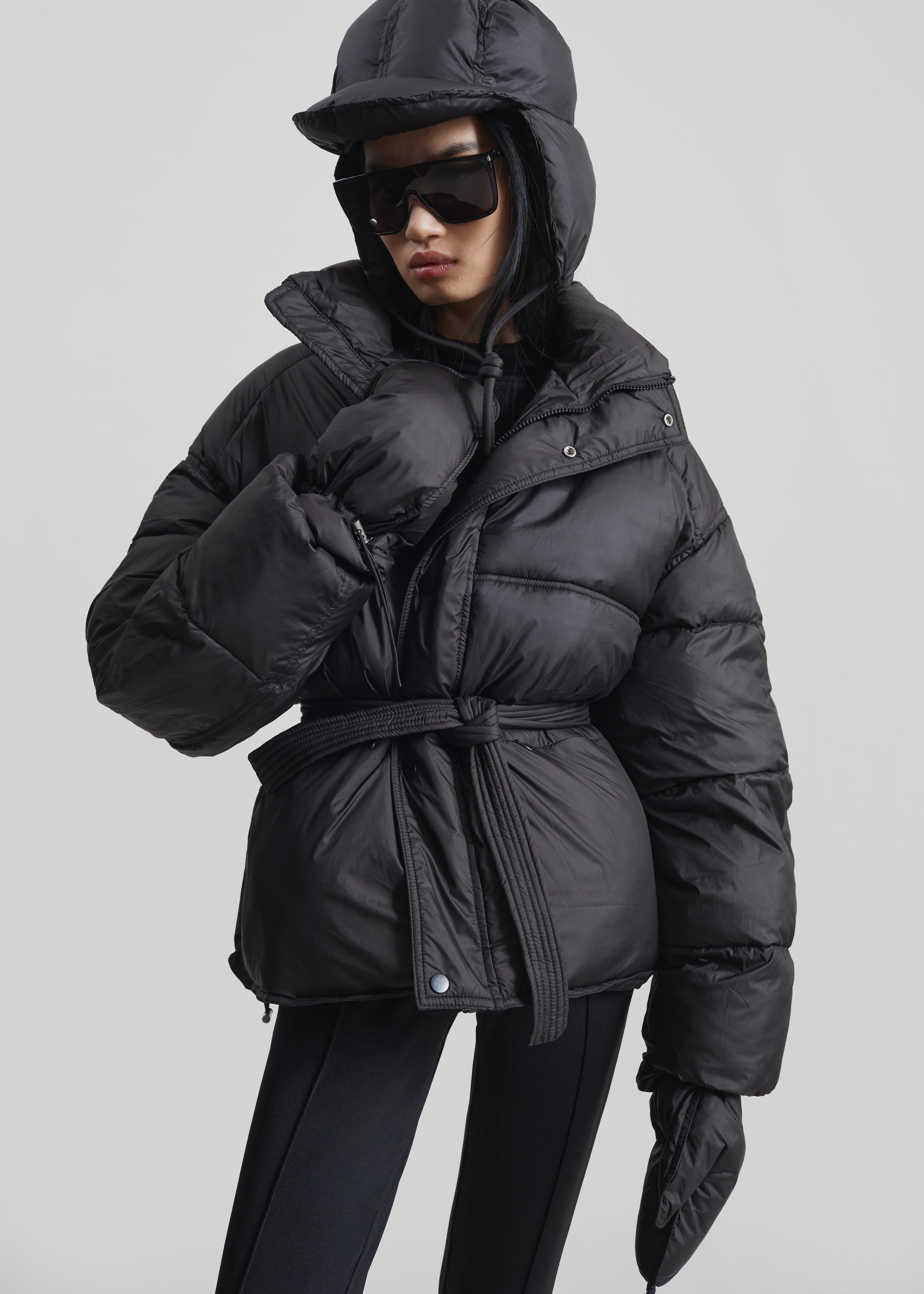 Moena Puffer Jacket & Accessories Set - Black - 5