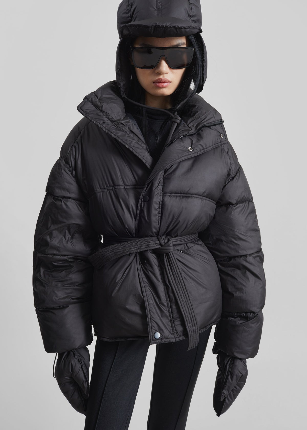 Moena Puffer Jacket & Accessories Set - Black - 1