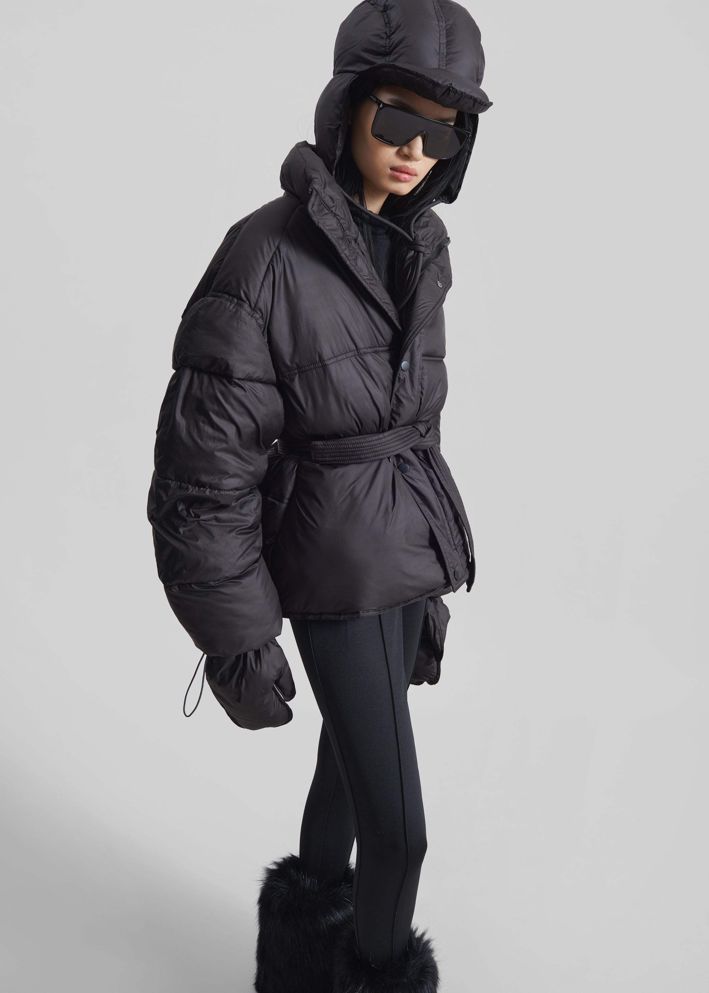 Moena Puffer Jacket & Accessories Set - Black - 7