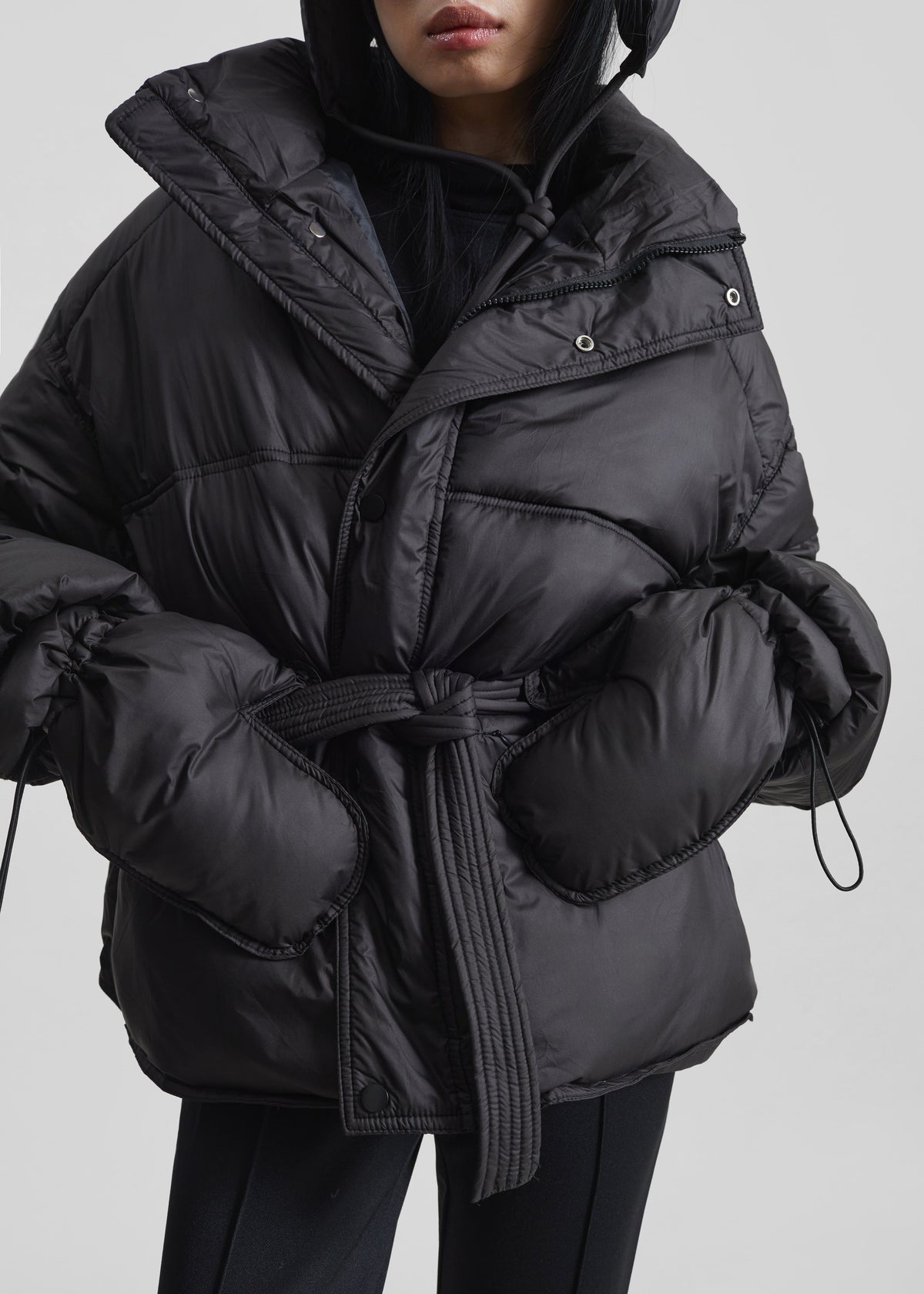 Moena Puffer Jacket & Accessories Set - Black - 3