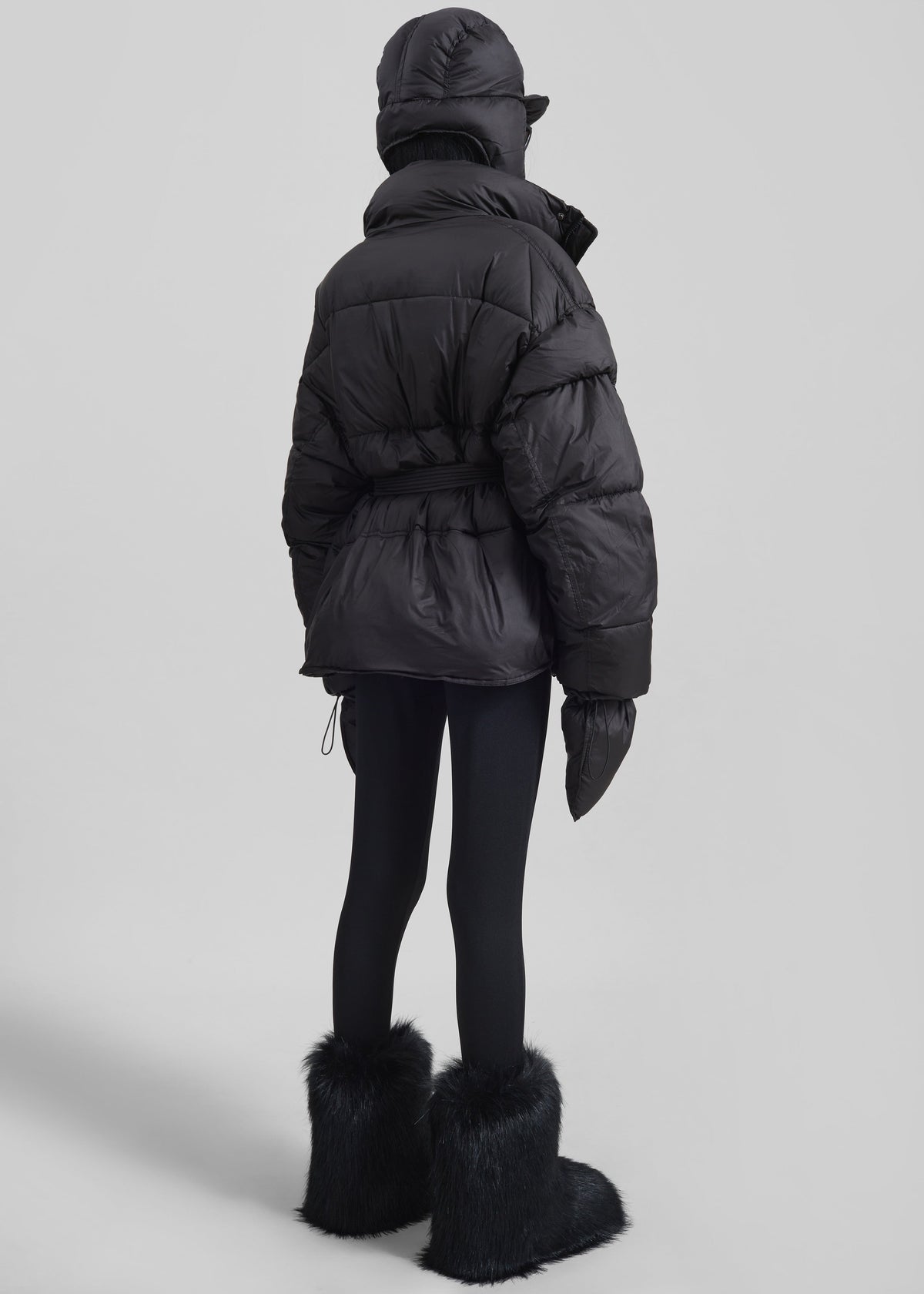 Moena Puffer Jacket & Accessories Set - Black - 9