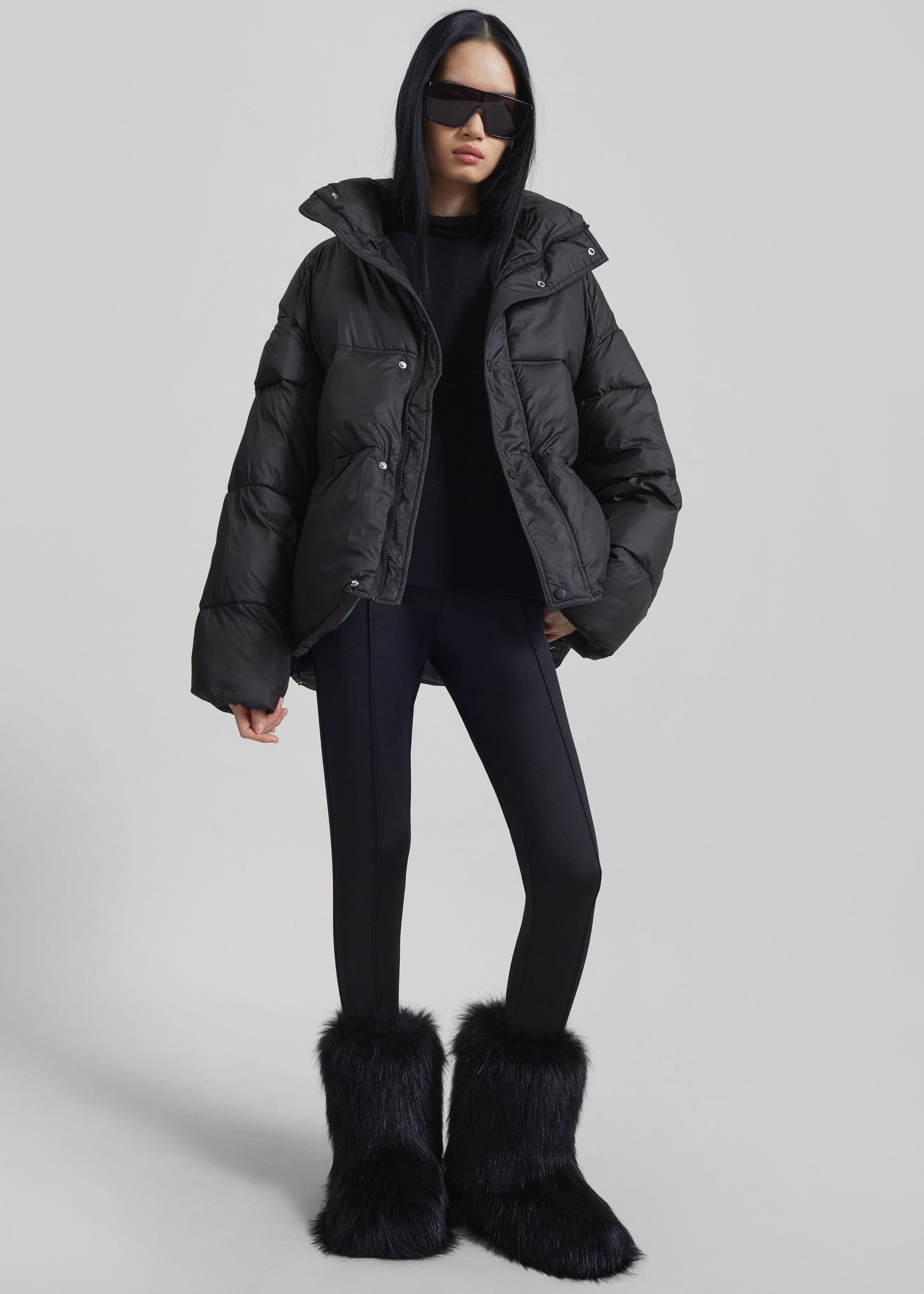 Shop the look image for Moena Puffer Jacket & Accessories Set - Black