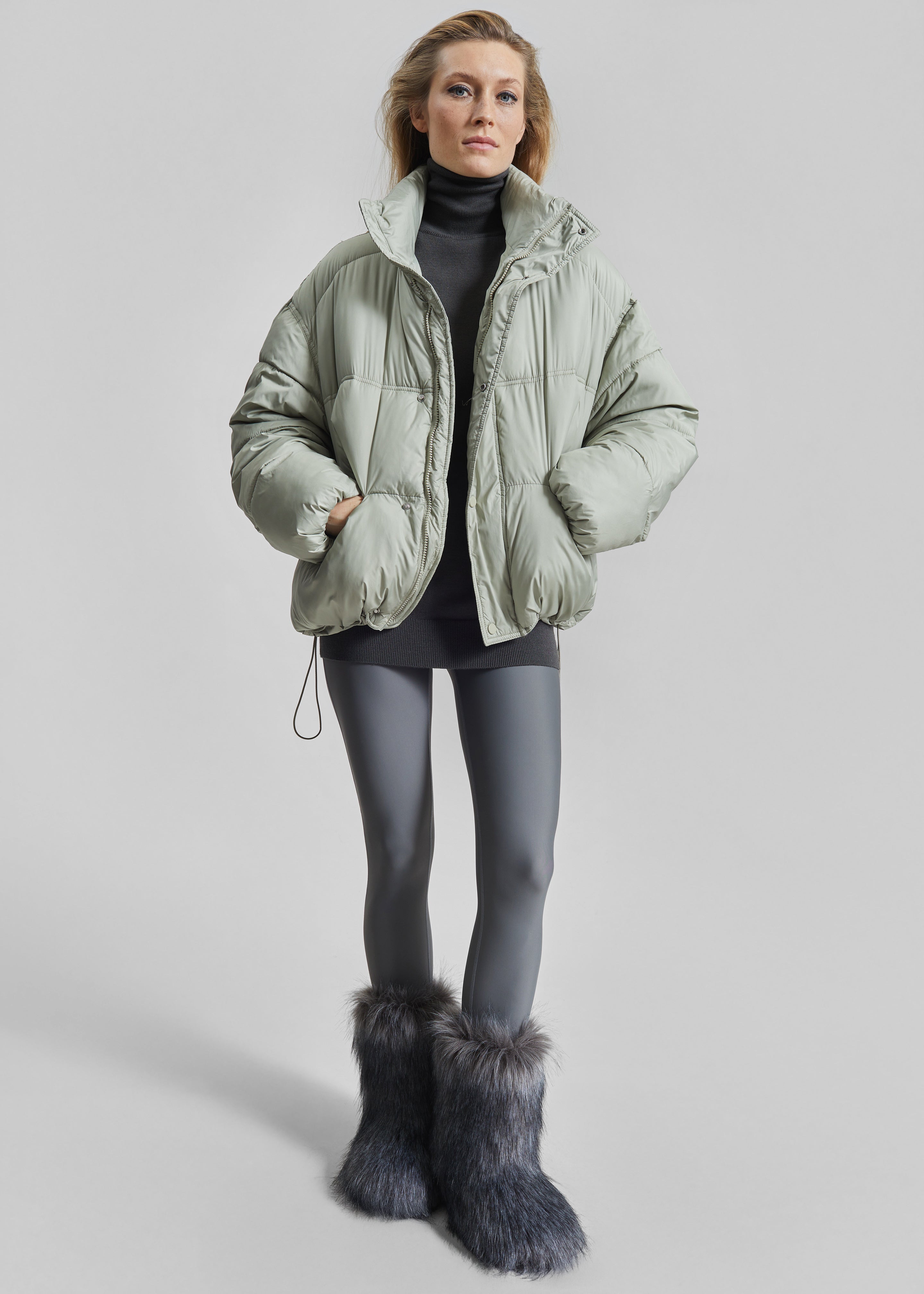 Moena Puffer Jacket & Accessories Set - Sage - 7