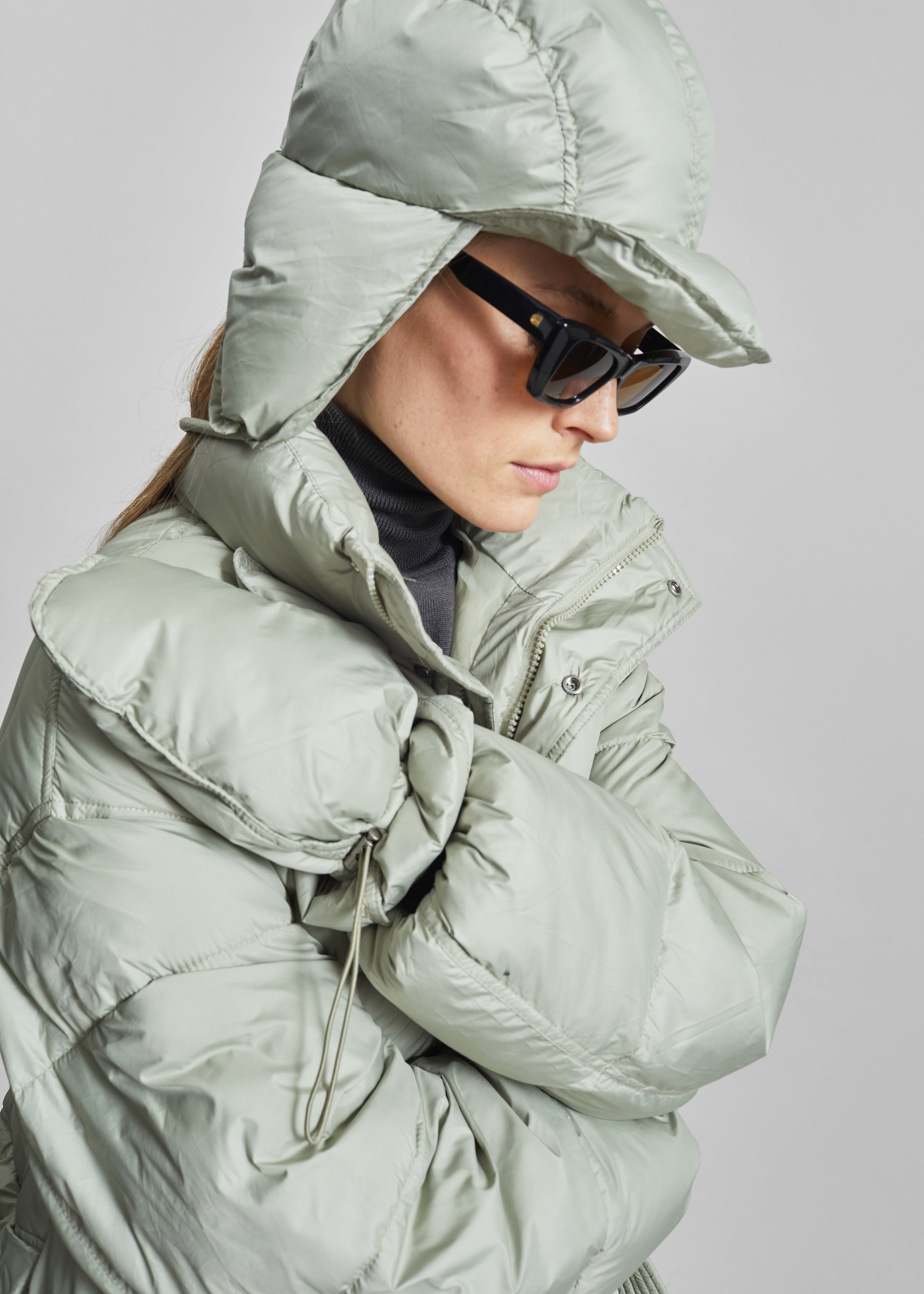 Moena Puffer Jacket & Accessories Set - Sage - 3