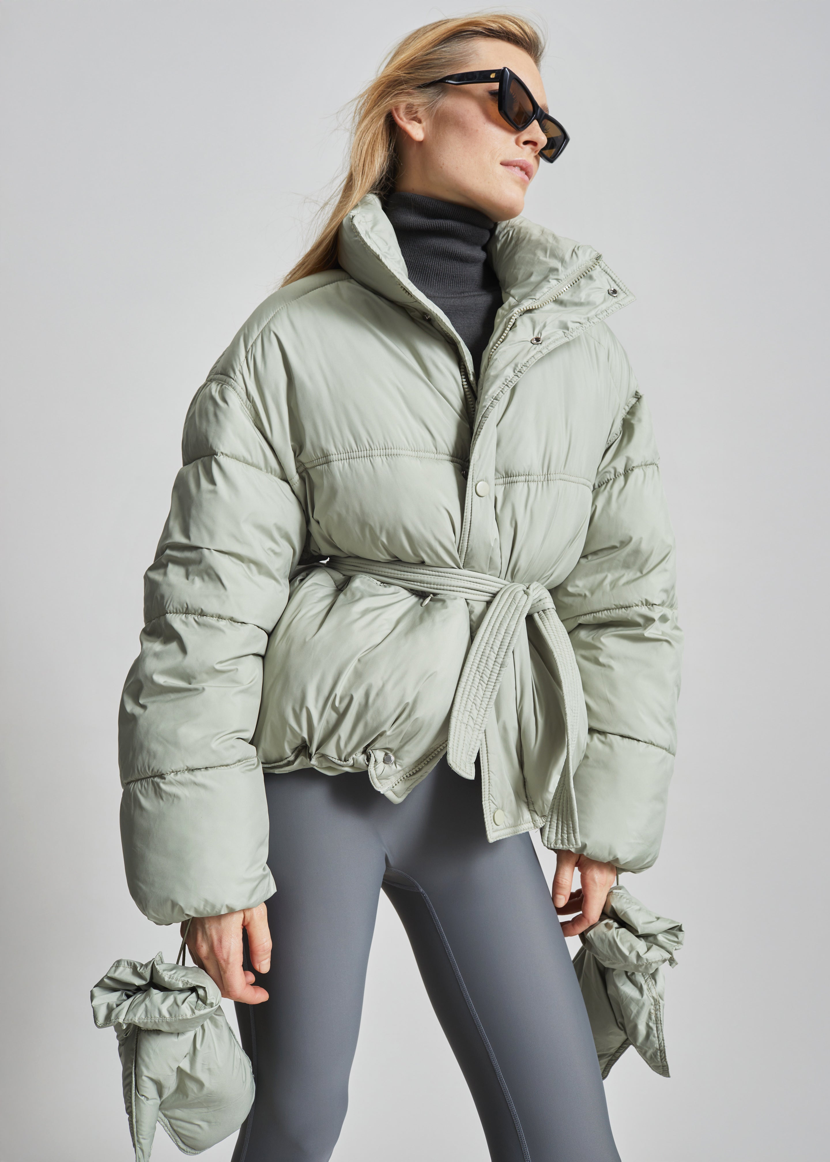 Moena Puffer Jacket & Accessories Set - Sage - 6