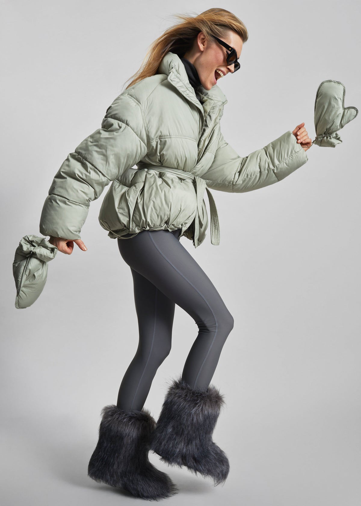 Moena Puffer Jacket & Accessories Set - Sage - 9