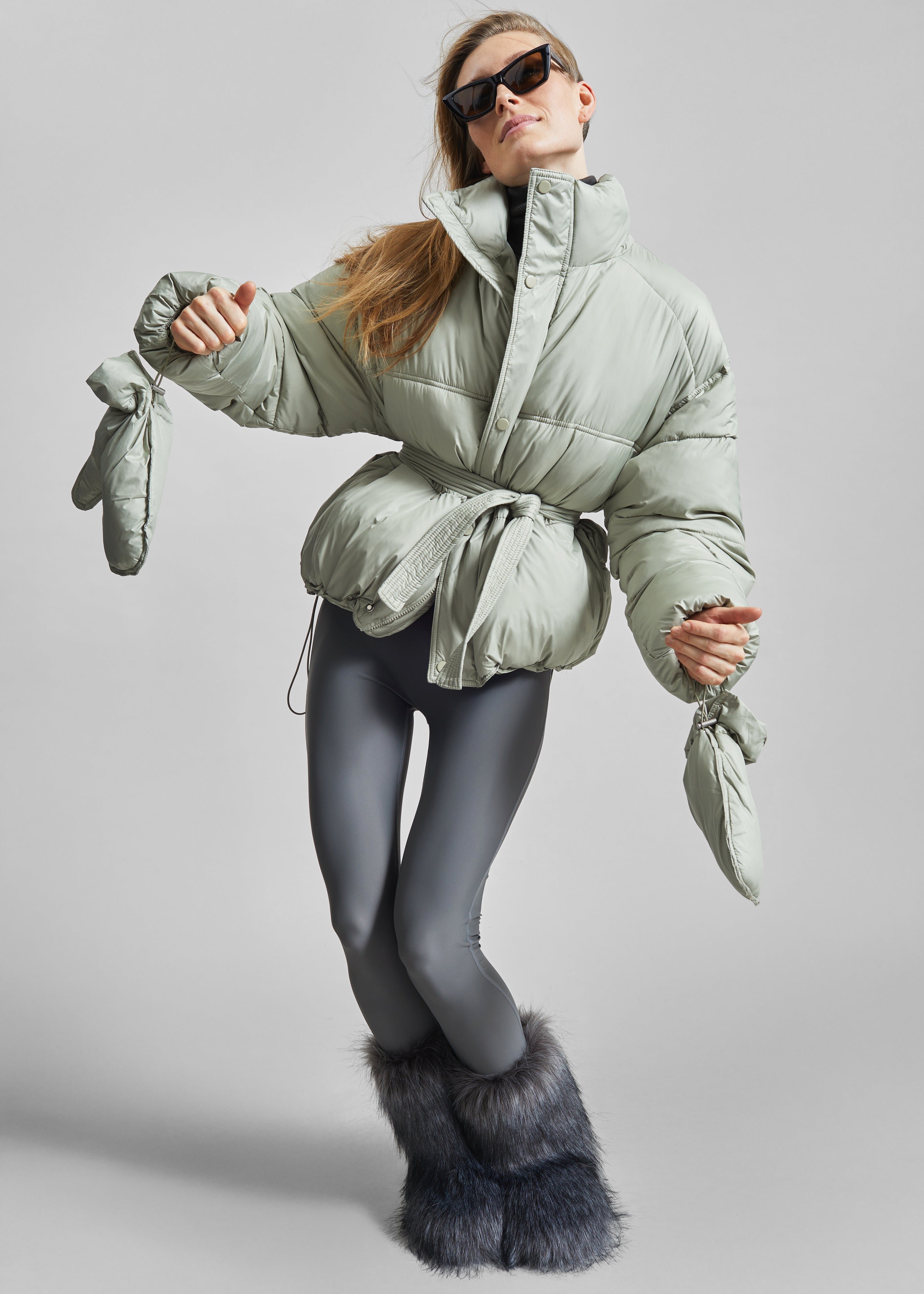 Moena Puffer Jacket & Accessories Set - Sage - 10