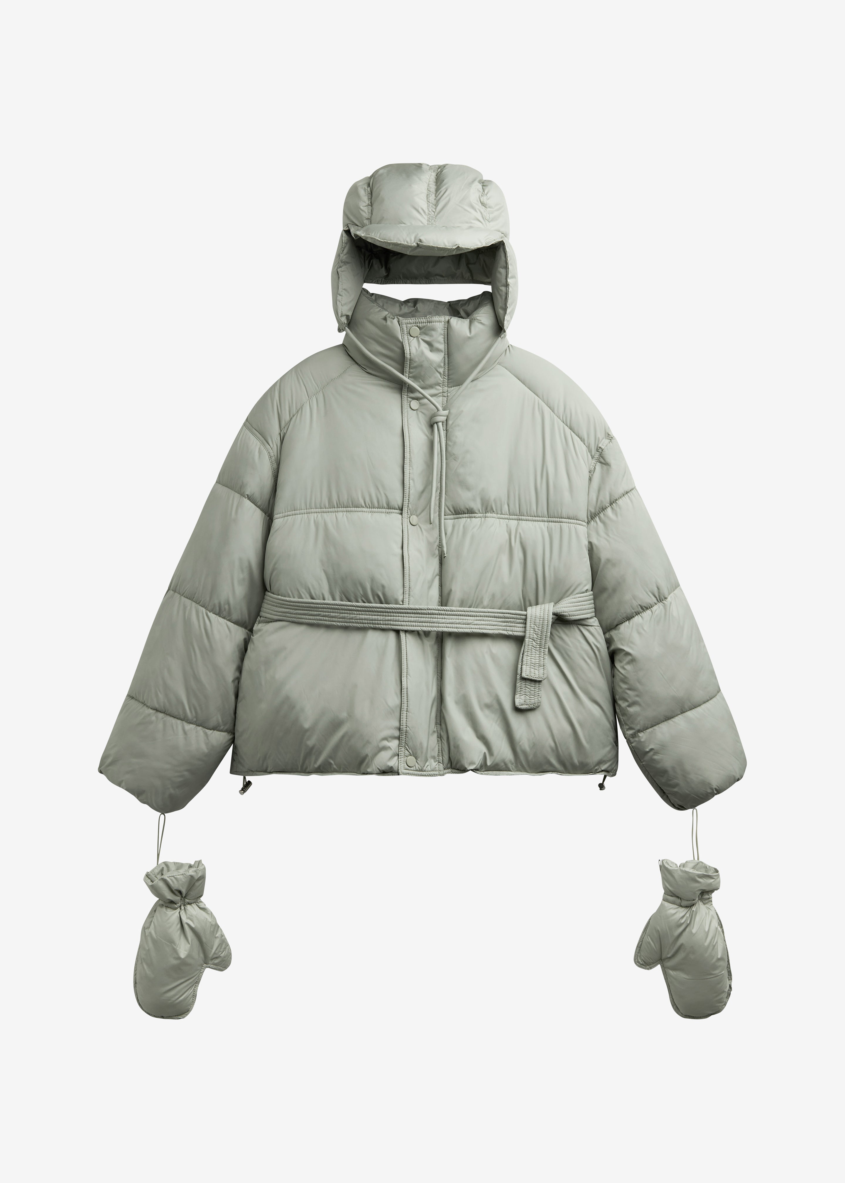 Moena Puffer Jacket & Accessories Set - Sage - 11