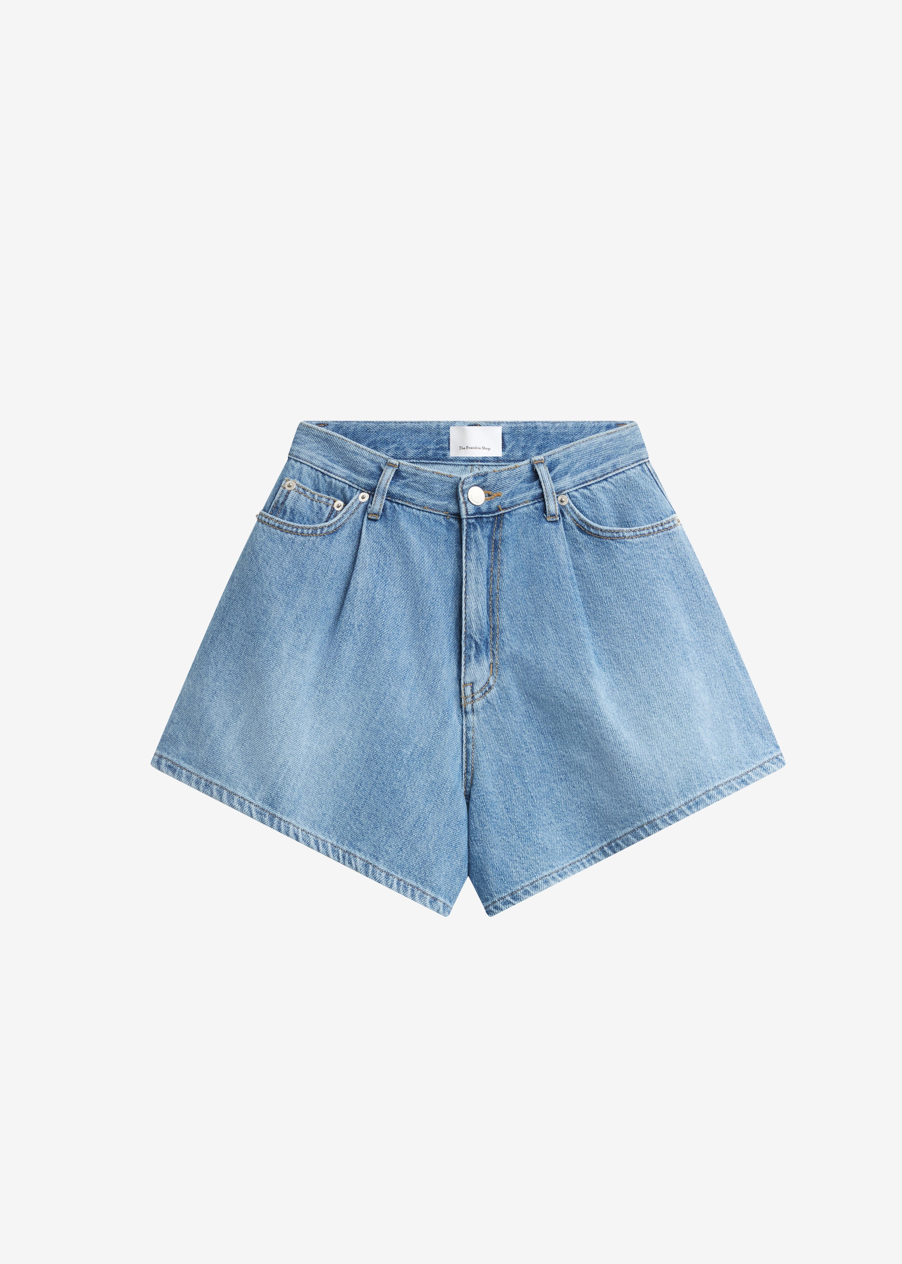 Mojave Pleated Denim Shorts - Medium Wash – The Frankie Shop Europe