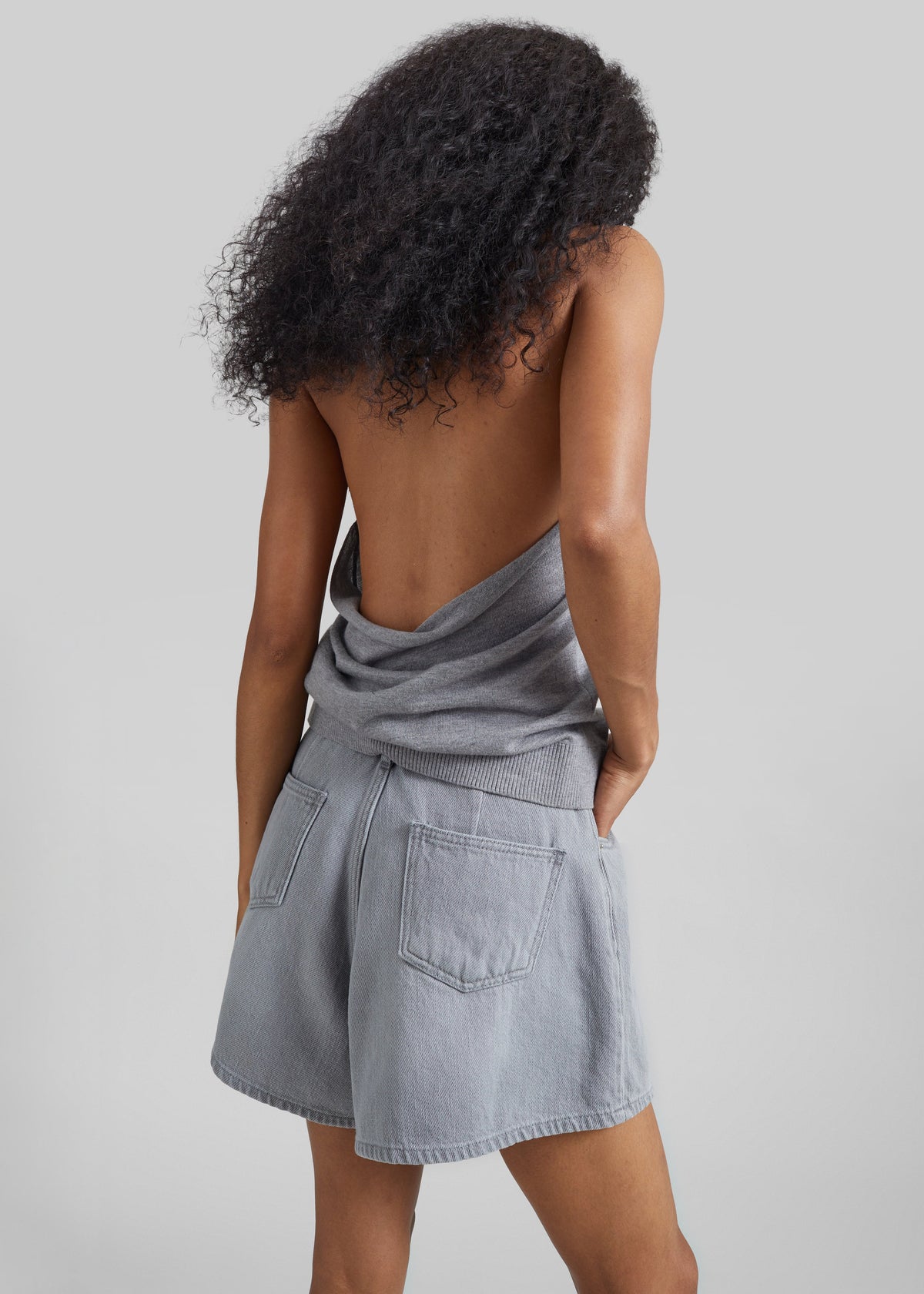 Mojave Pleated Denim Shorts - Grey Wash - 7
