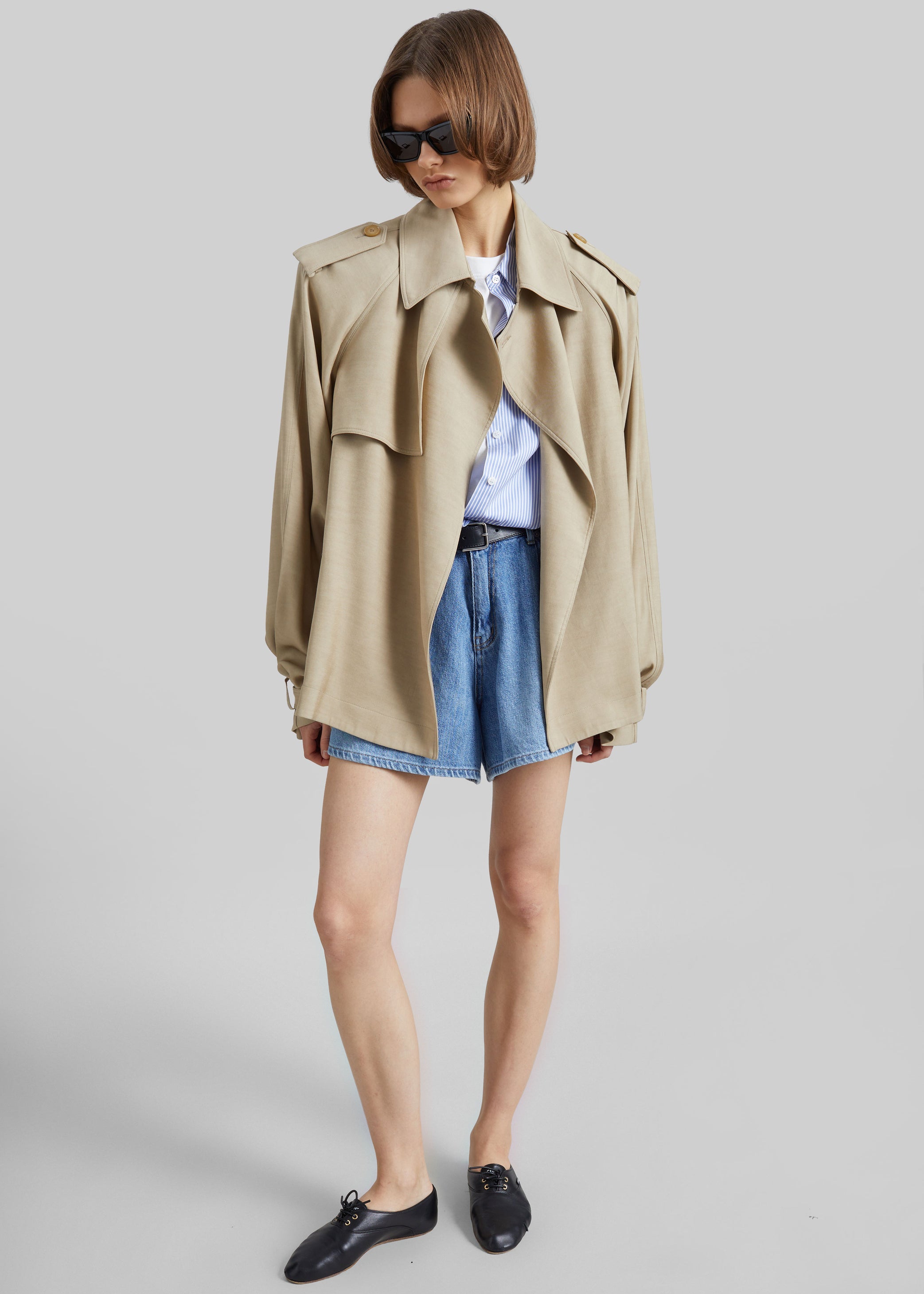 Shop the look image for Mojave Pleated Denim Shorts - Medium Wash