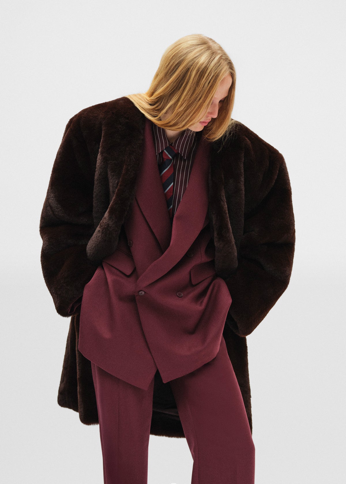 Monterey Structured Wool Blazer - Burgundy - 3